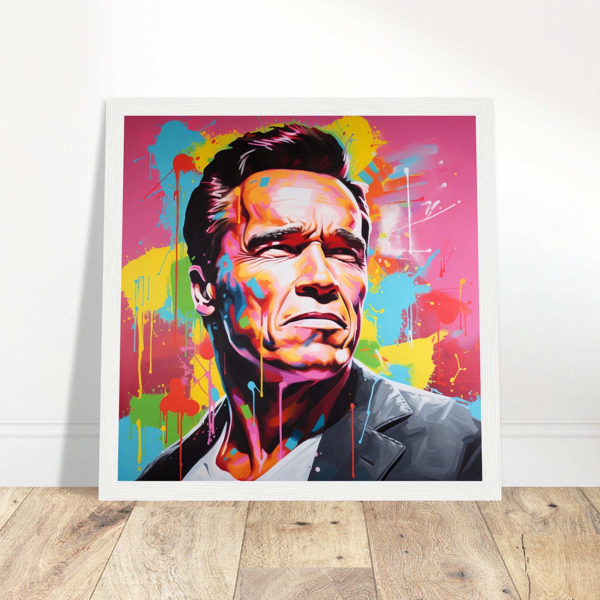 Arnold Schwarzenegger Pop Art - Print Room Ltd Dark wood frame 30x30 cm / 12x12"