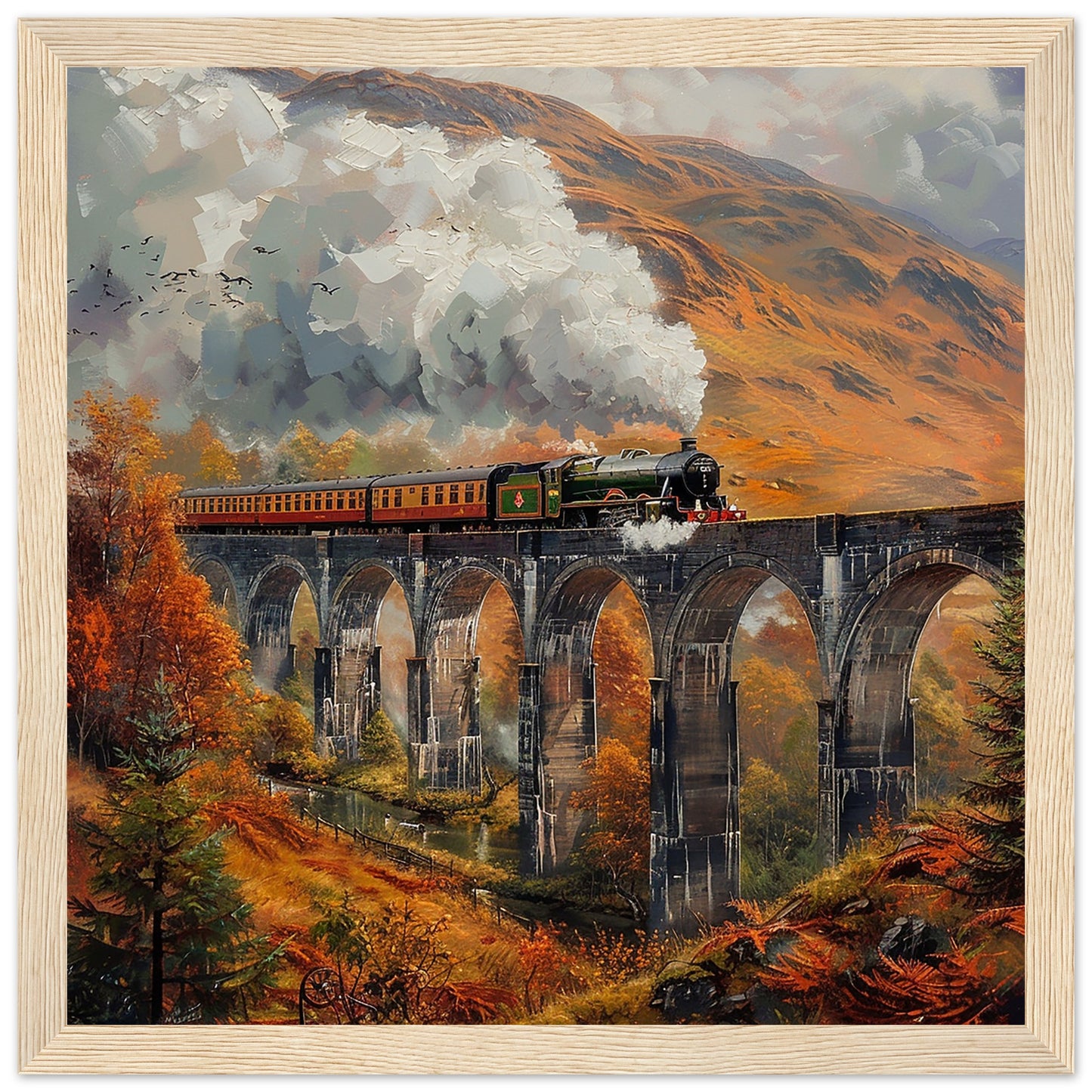 The Glenfinnan Viaduct Journey art print in wood frame | By Print Room Ltd