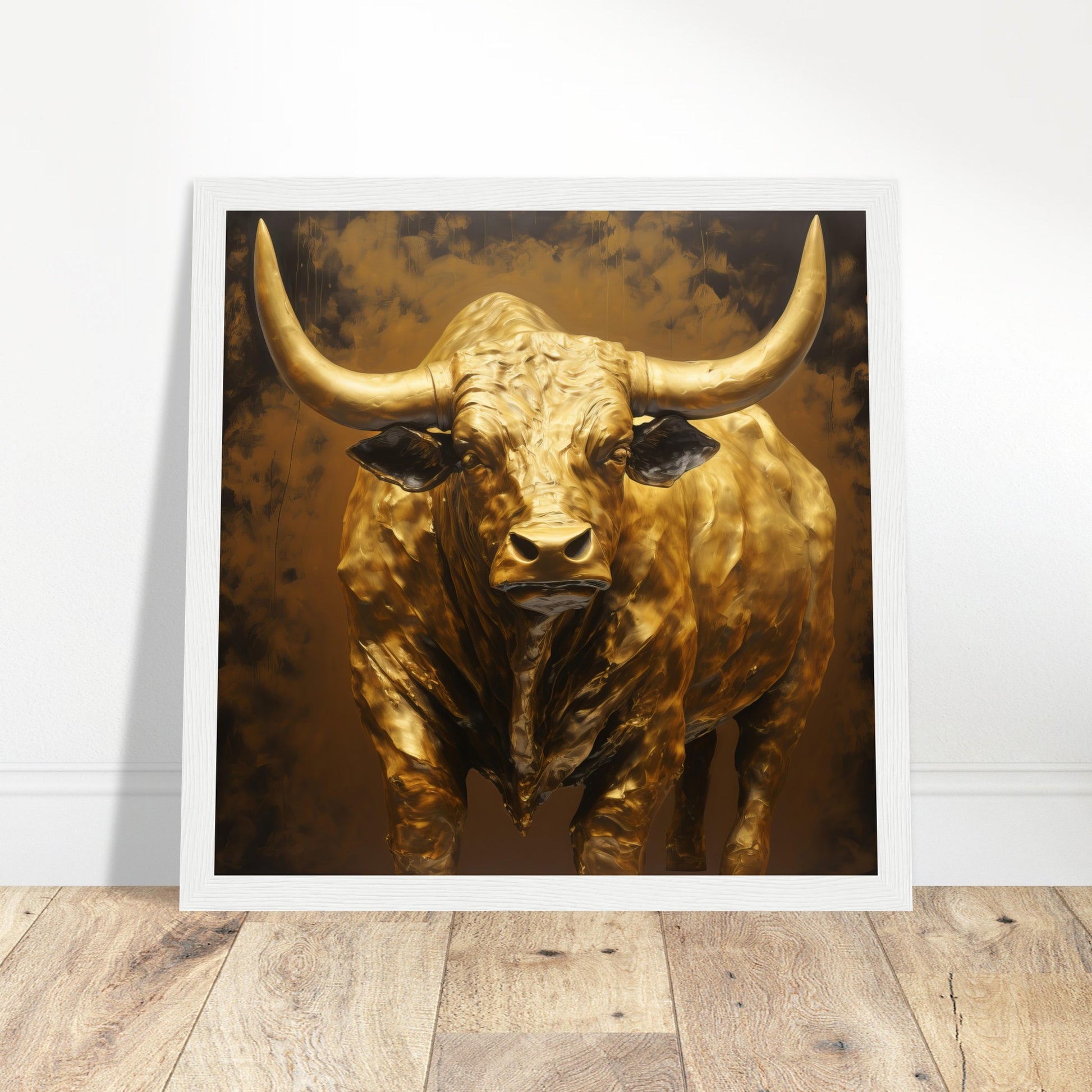 Gold Bull art Print - Print Room Ltd Wood frame 70x70 cm / 28x28"
