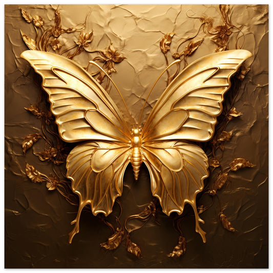 Gold Butterfly Artwork - Print Room Ltd No Frame Selected 70x70 cm / 28x28"