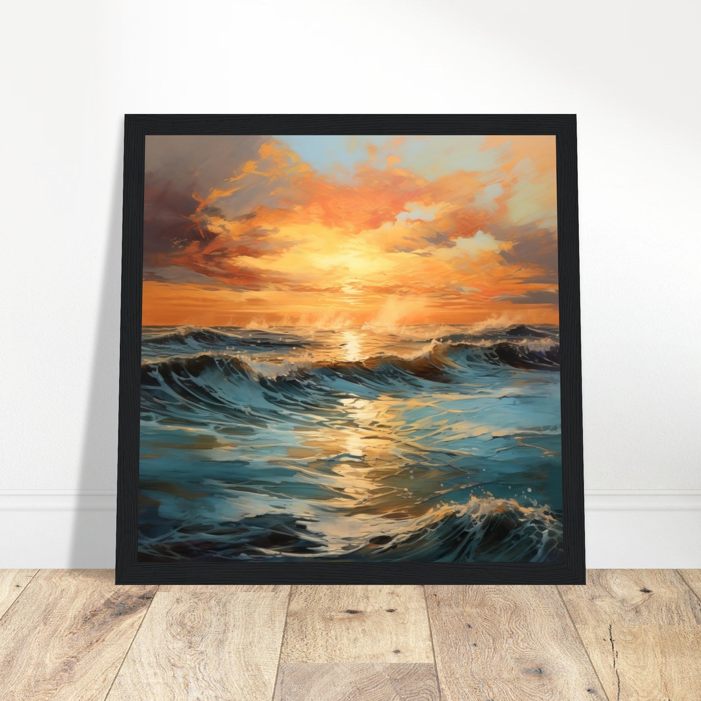 British Seascape artwork - Print Room Ltd Black frame 30x30 cm / 12x12"