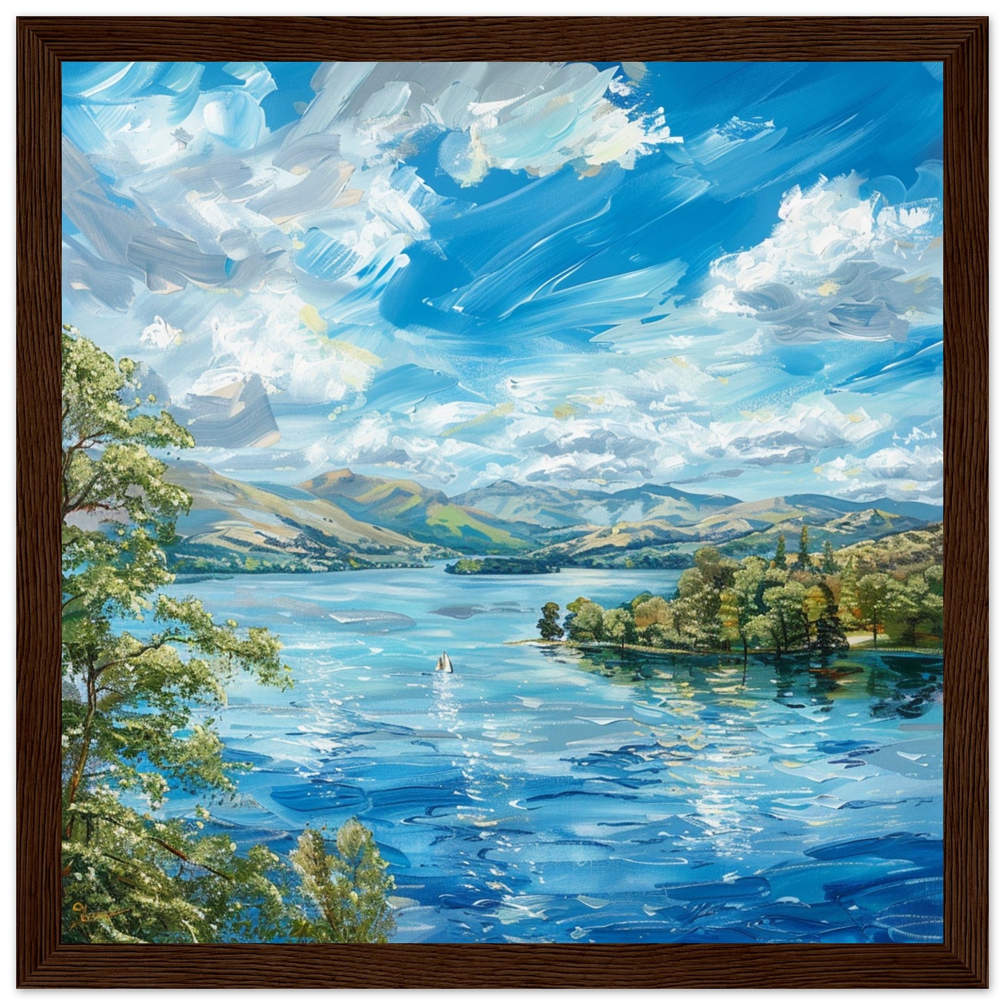 Lake Windermere’s Tranquil Beauty dark wood framed art print | By Print Room Ltd