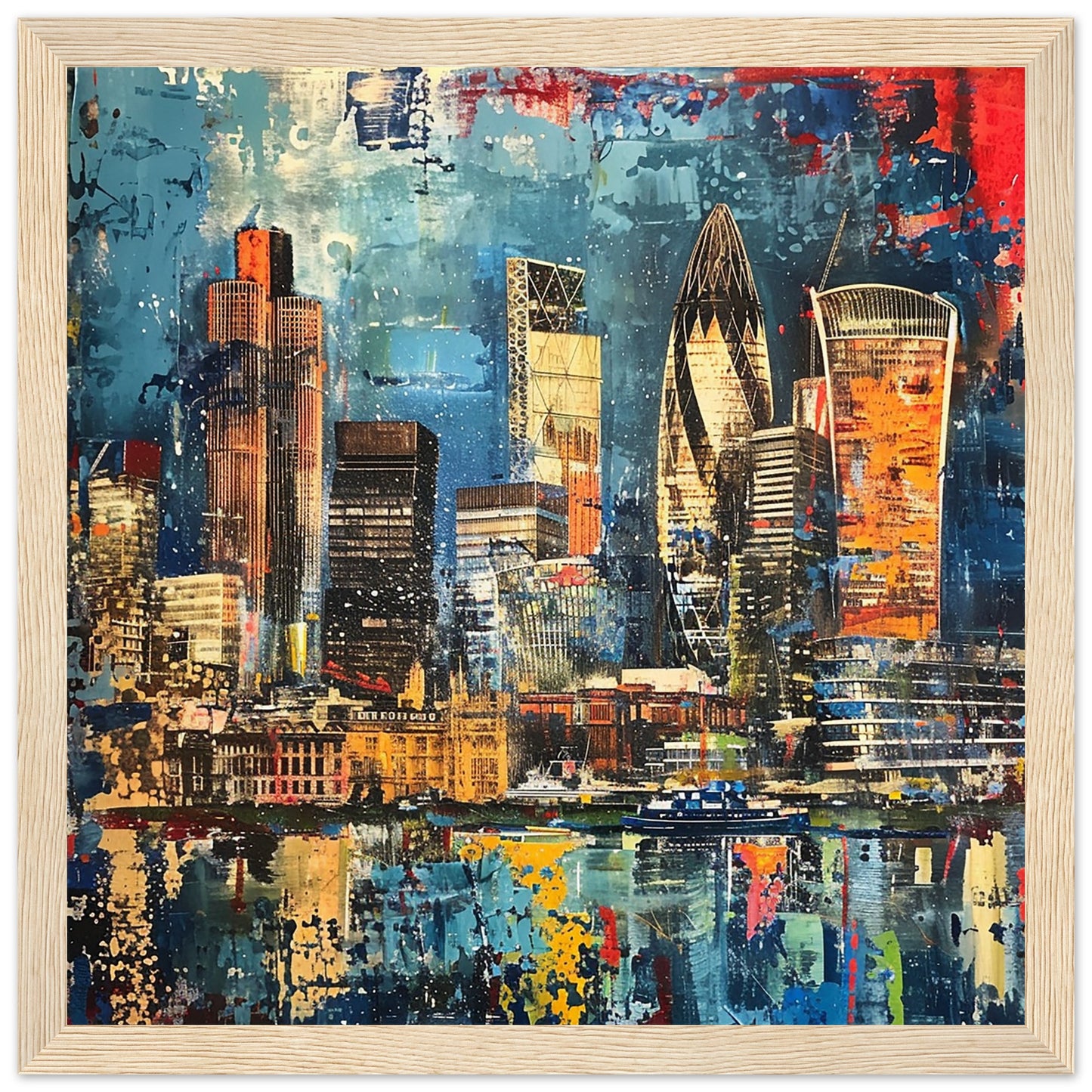 The London Skyline wood framed art print | By Print Room Ltd