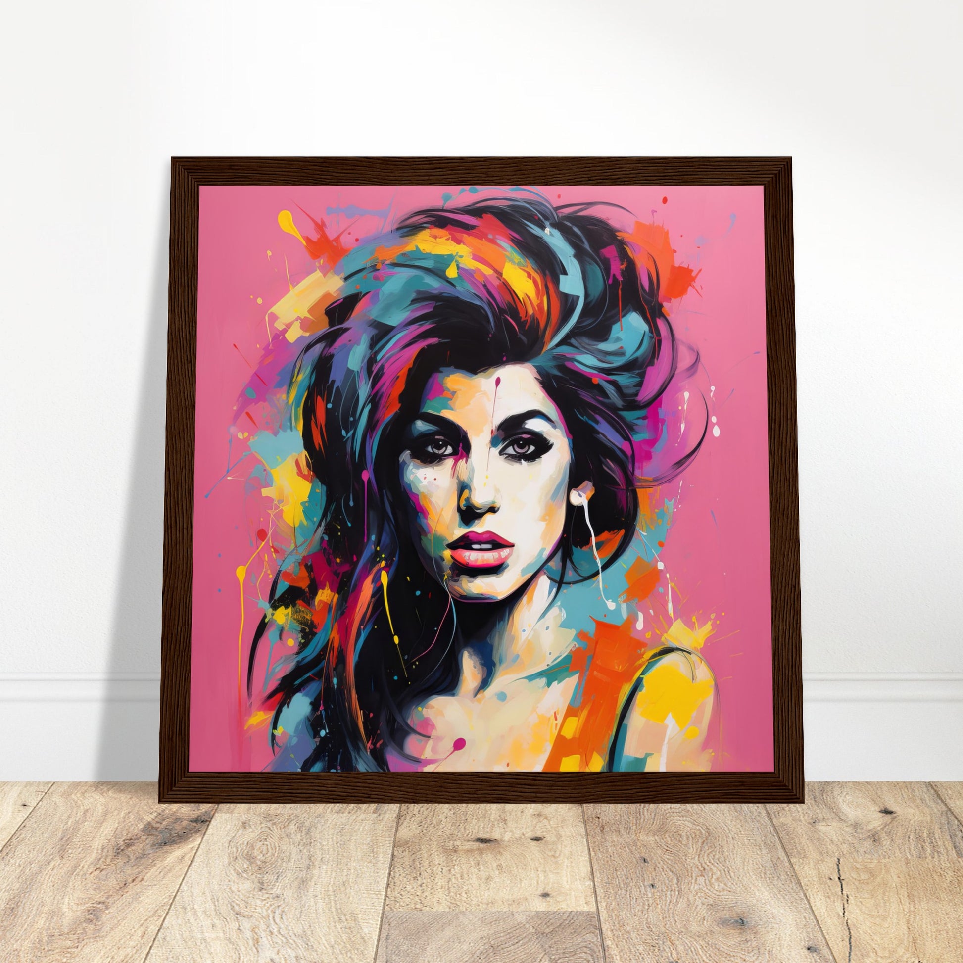 Amy Winehouse Pop Art - Print Room Ltd Dark wood frame 30x30 cm / 12x12"