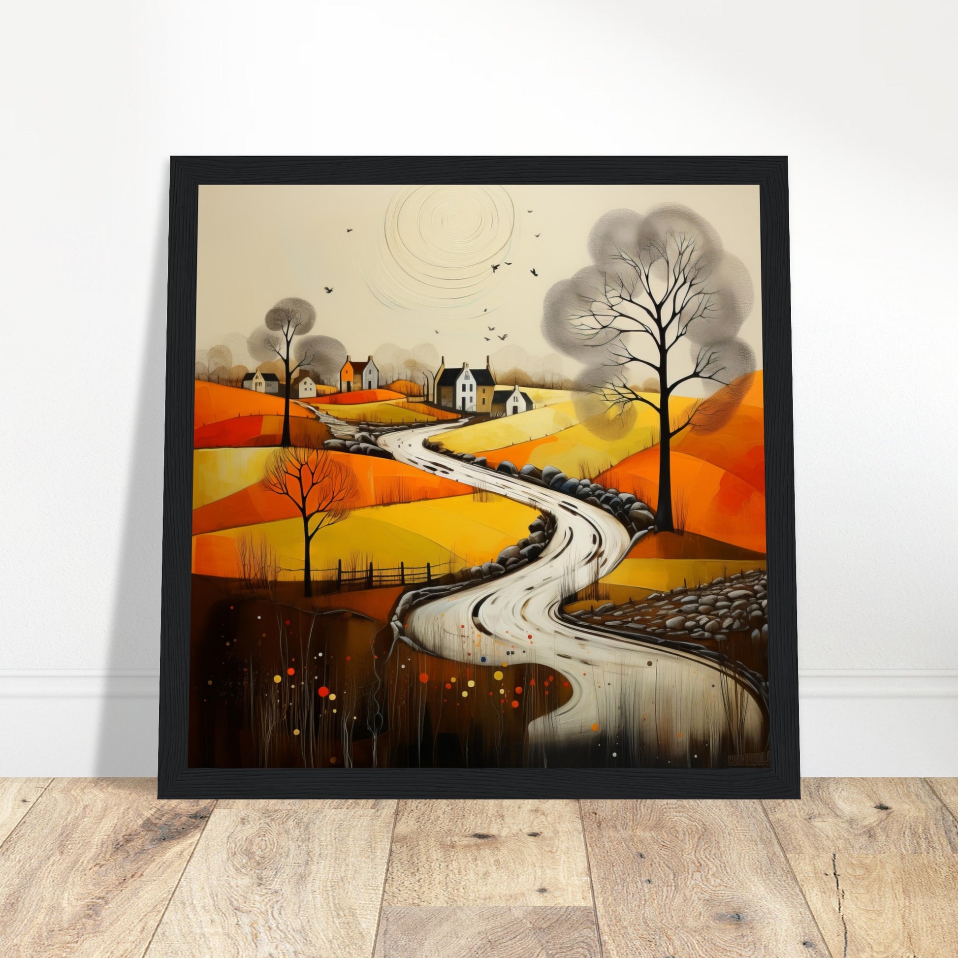 Abstract British Landscapes - Print Room Ltd Dark wood frame 70x70 cm / 28x28"