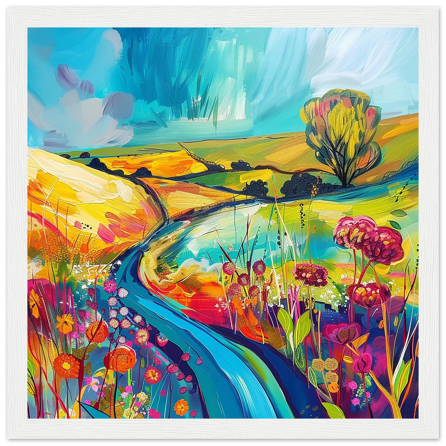 Floral Fantasia: A Journey Through Colour white framed art print | by Print Room Ltd