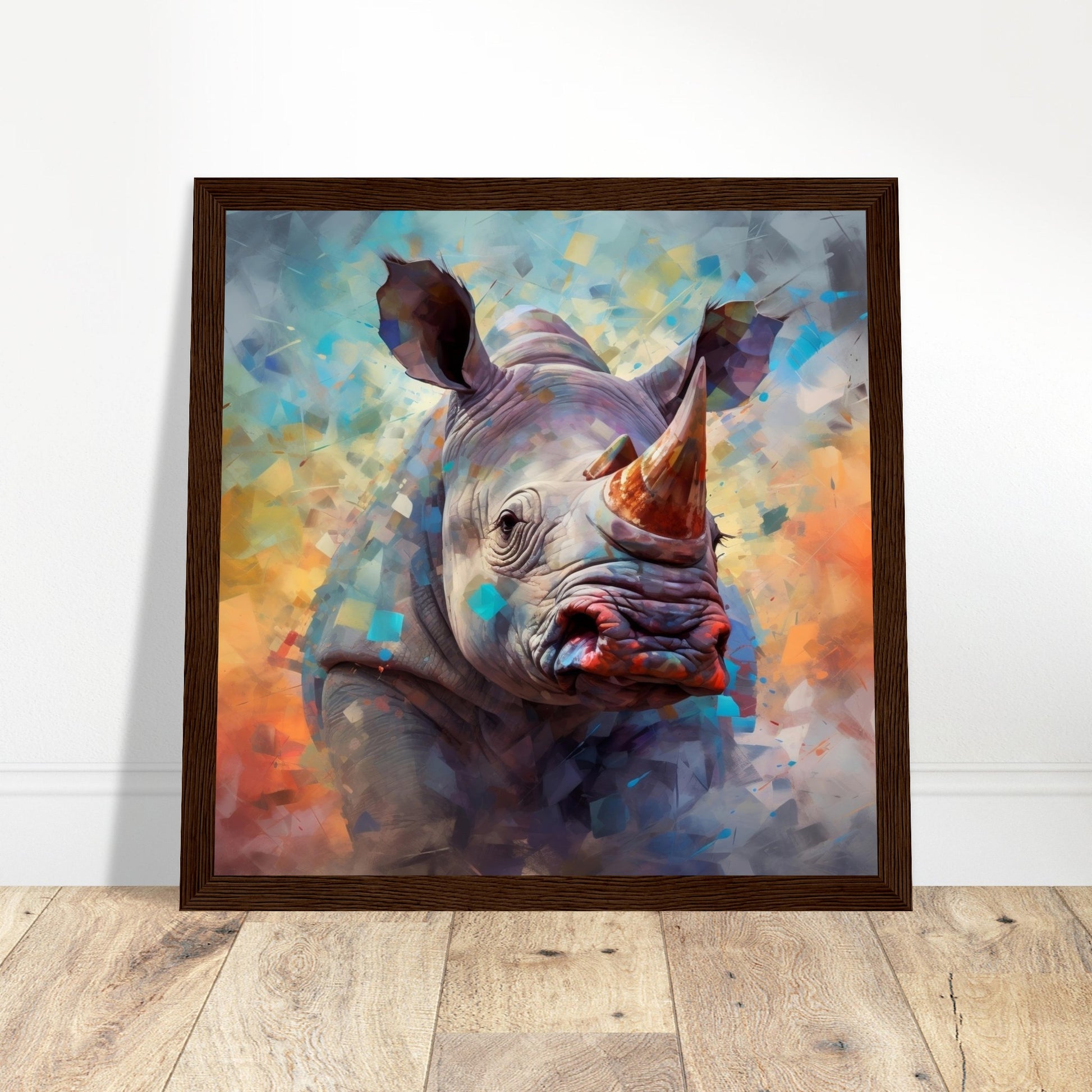 Colourful Rhino Print - Print Room Ltd No Frame Selected 50x50 cm / 20x20"