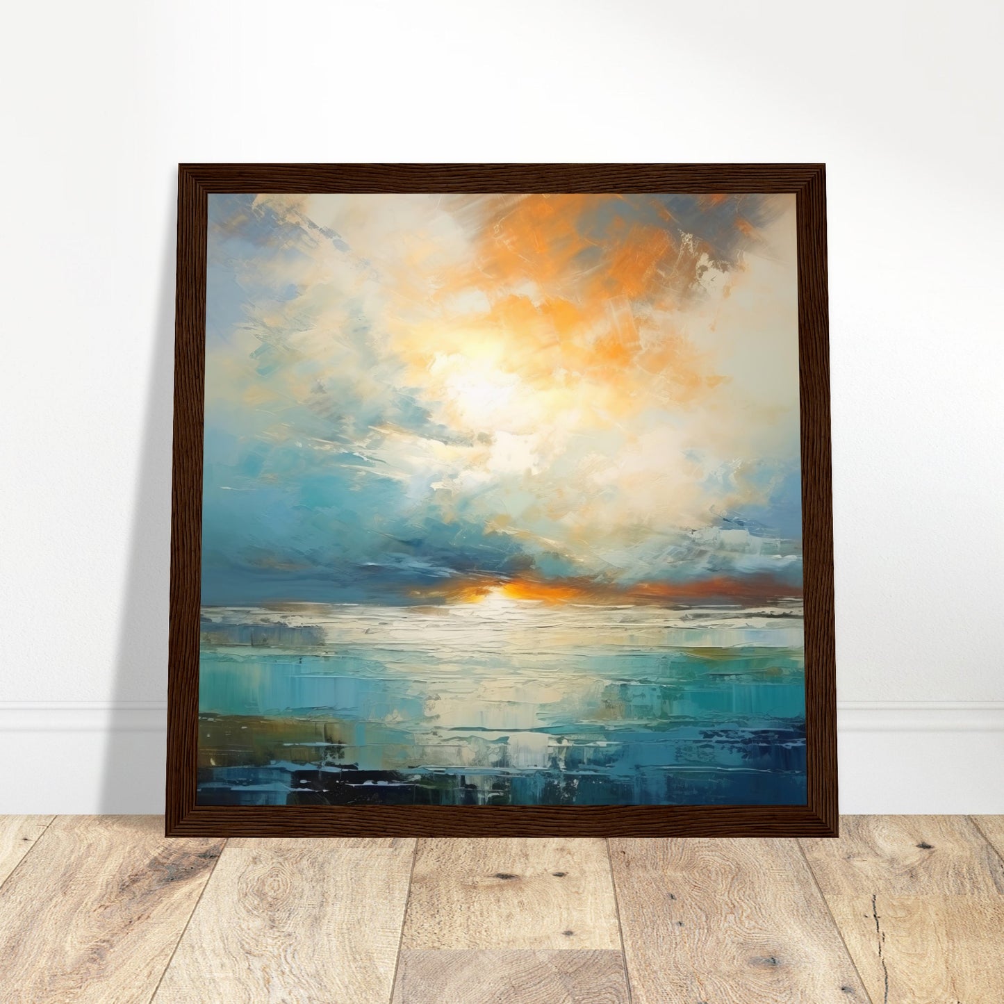 Sunset Seascape Artwork - Print Room Ltd Dark wood frame 30x30 cm / 12x12"