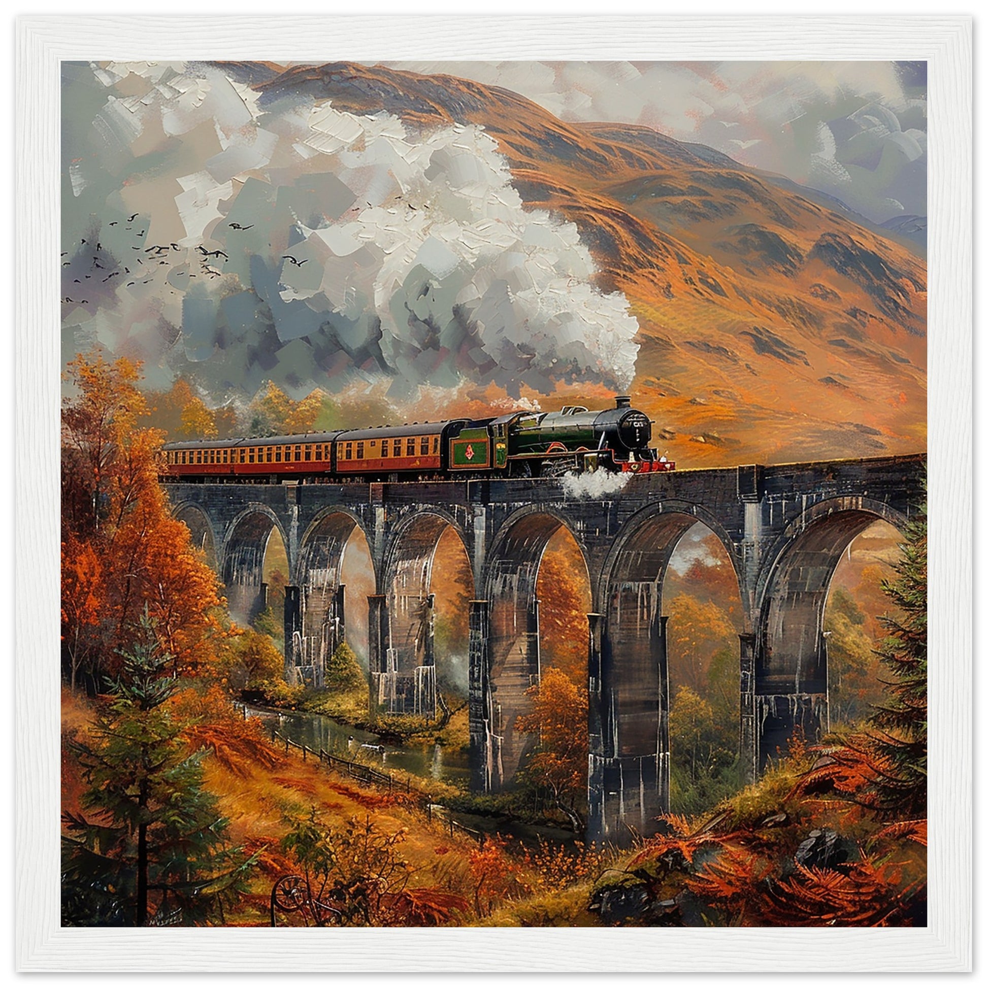 The Glenfinnan Viaduct Journey art print in white frame | By Print Room Ltd