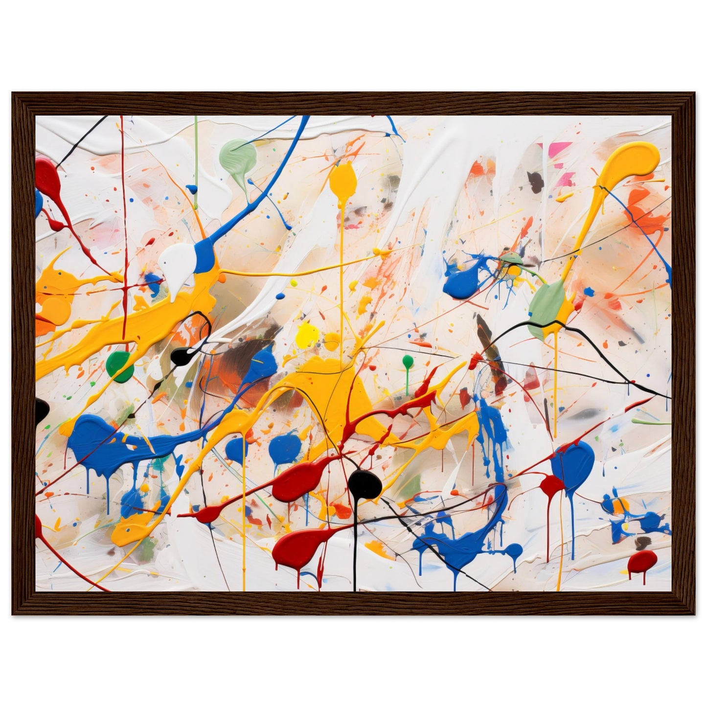 Dynamic Abstract Art #08 - Pollock Inspired Black frame 70x100 cm / 28x40"