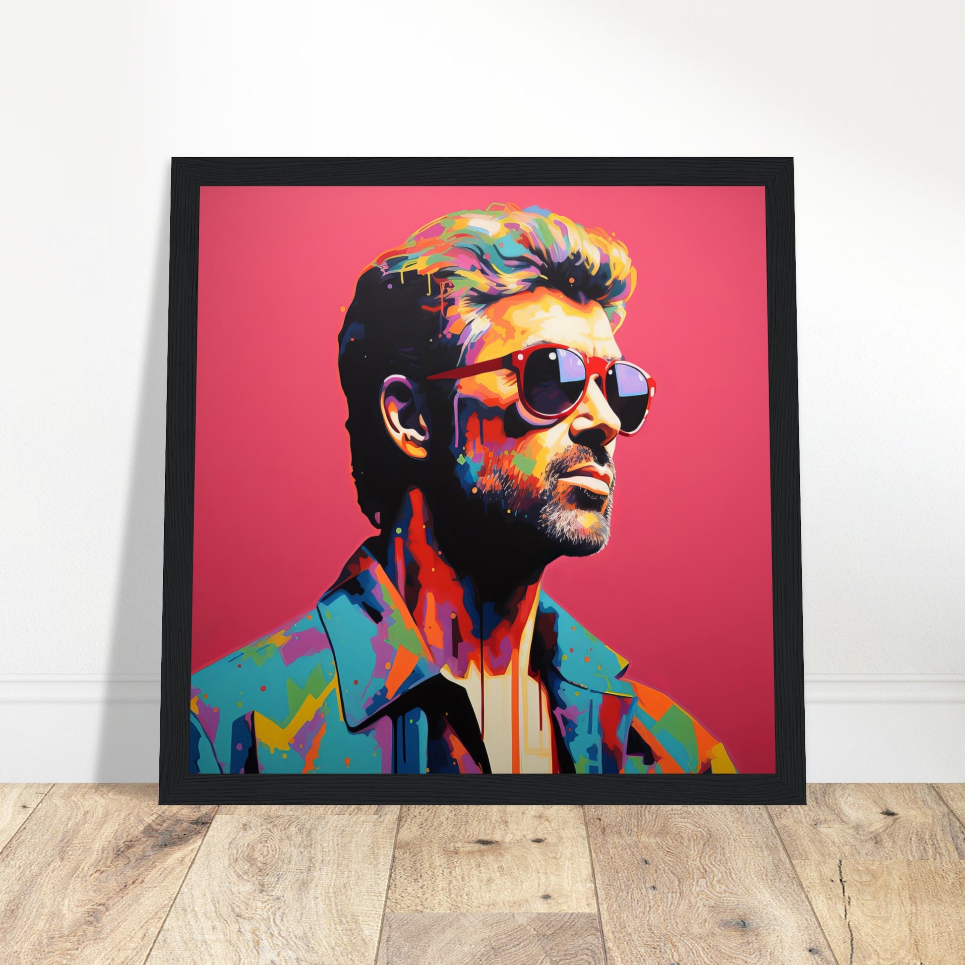 George Michael Artwork - Print Room Ltd Wood frame 70x70 cm / 28x28"