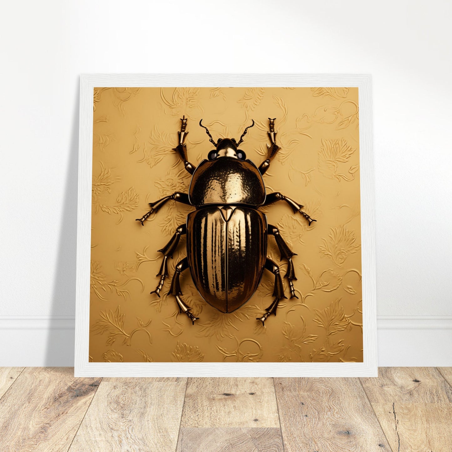 Golden Beetle Artwork - Print Room Ltd Black frame 30x30 cm / 12x12"