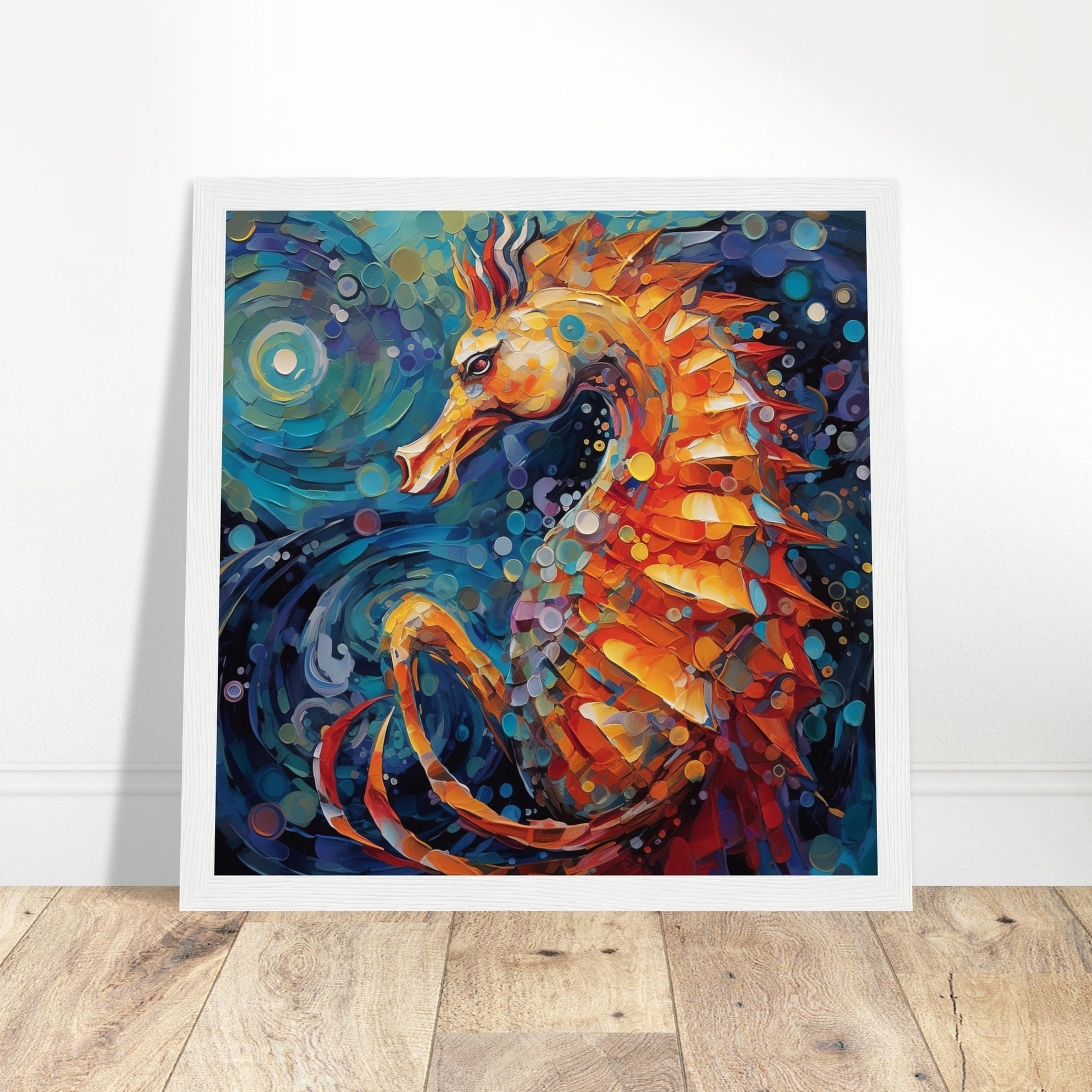 Seahorse Art Print - Print Room Ltd White frame 70x70 cm / 28x28"