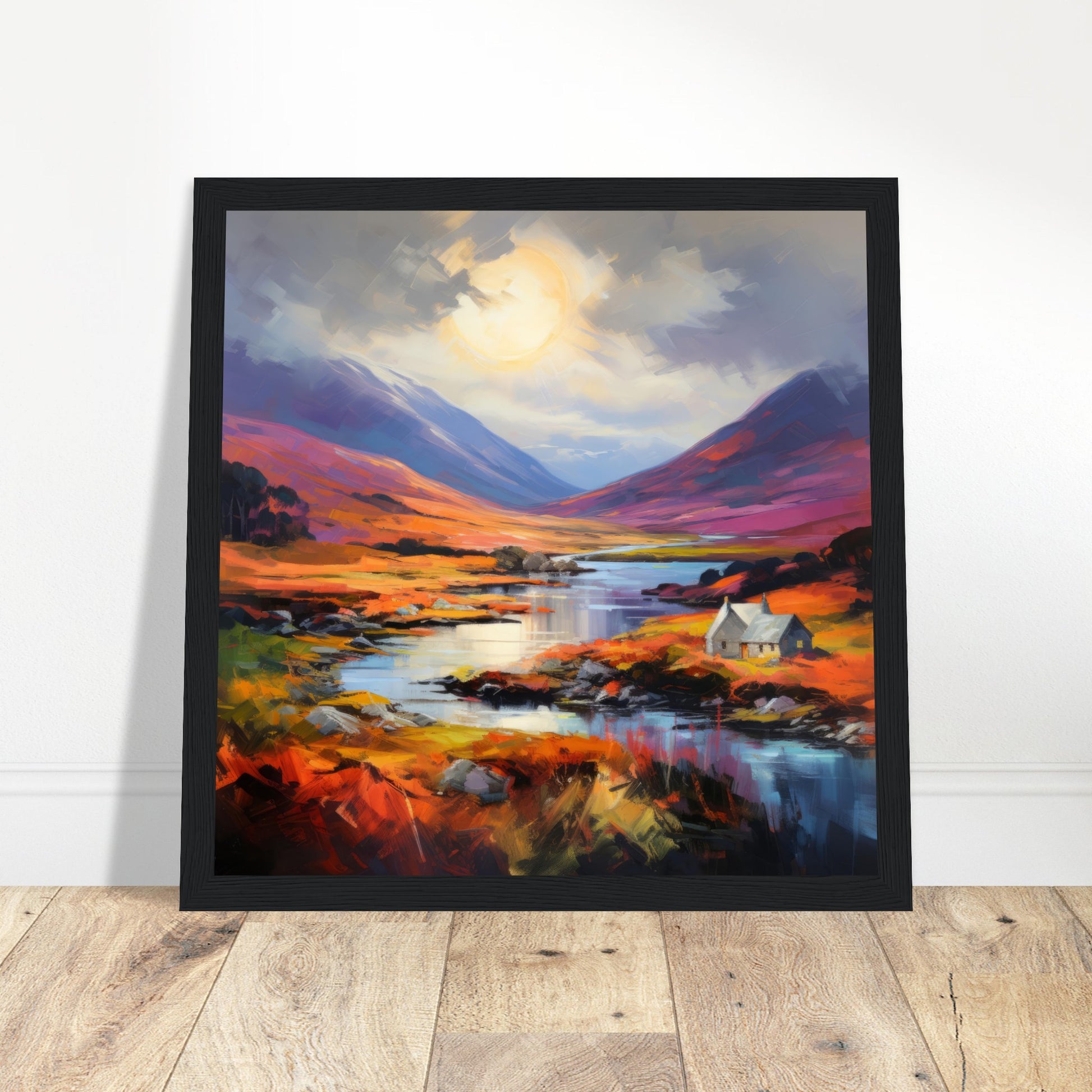 Abstract Scottish Highlands - Print Room Ltd Dark wood frame 50x50 cm / 20x20"