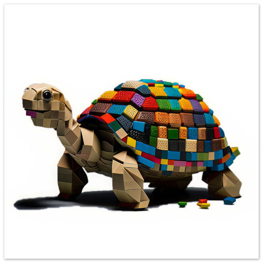 Block Tortoise Artwork - Print Room Ltd No Frame Selected 70x70 cm / 28x28"