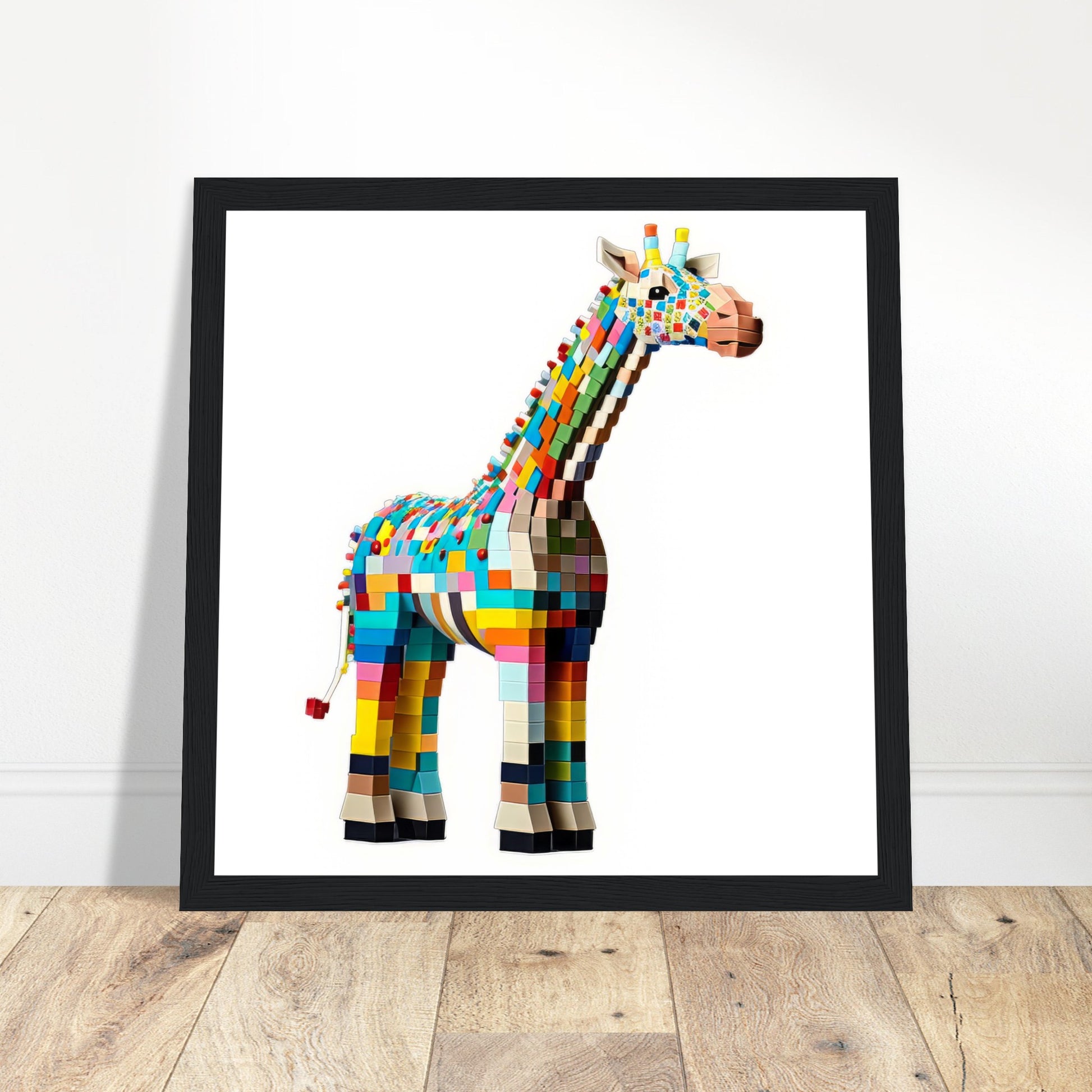 Block Giraffe Art Print - Print Room Ltd Black frame 70x70 cm / 28x28"