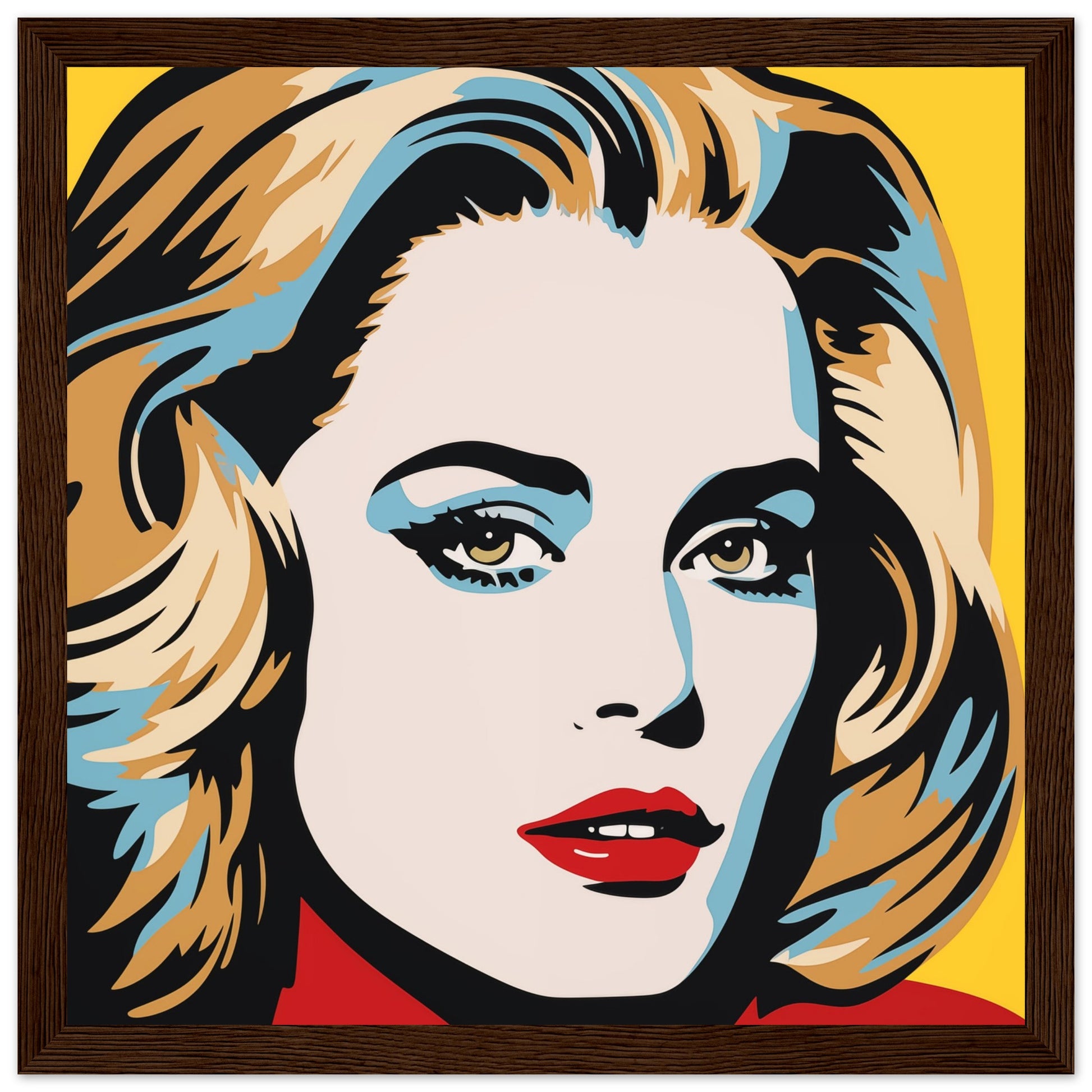 Adele Pop Art - by Print Room Ltd, Dark Wood Framed Print 30 x 30, 50 x 50, 70 x 70cm