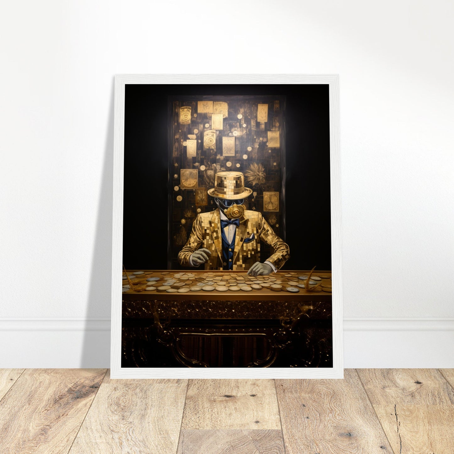 Golden Financier Abstract Artwork - Print Room Ltd Black frame 30x40 cm / 12x16"