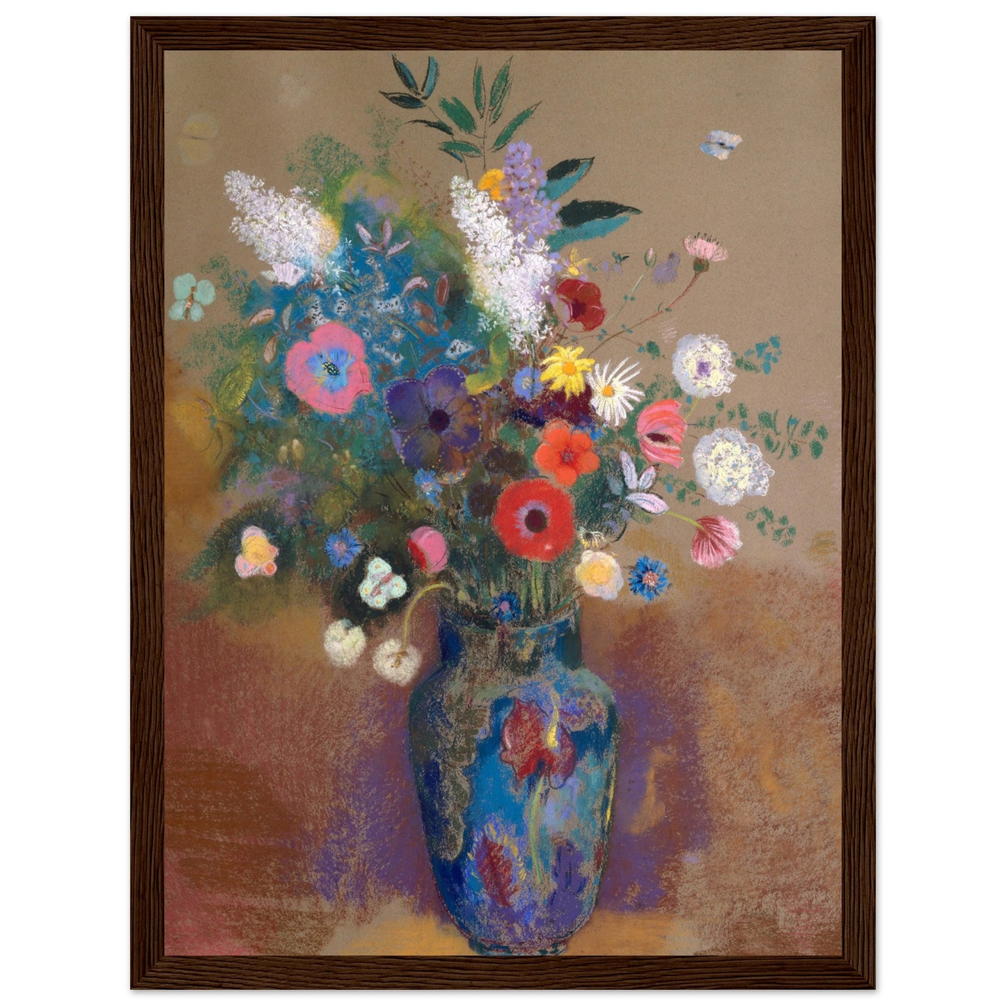 Bouquet of Flowers art print dark wood frame | by Print Room Ltd