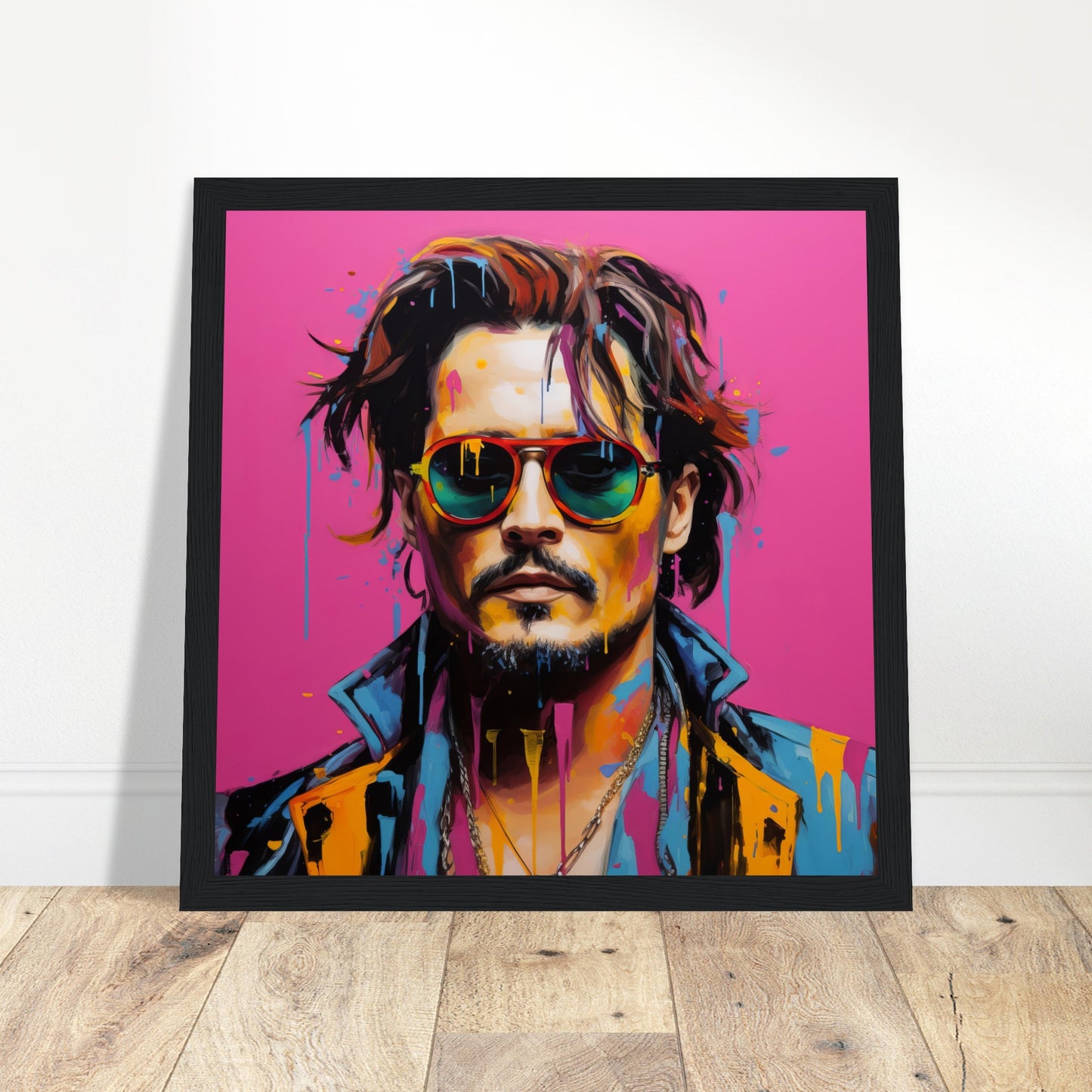 Johnny Depp Pop Art - Print Room Ltd Dark wood frame 50x50 cm / 20x20"