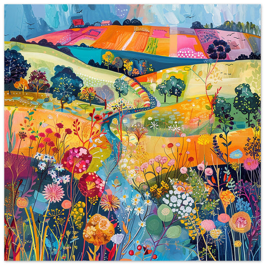 Meadow Melody: Countryside Abstraction art print | by Print Room Ltd