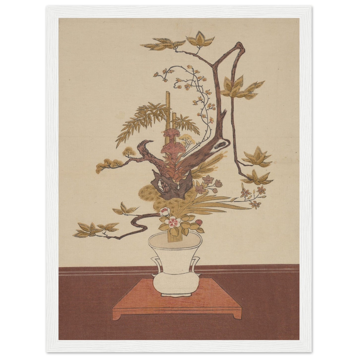 Ike Bana (Flower Arrangement) art print white frame| By Print Room Ltd