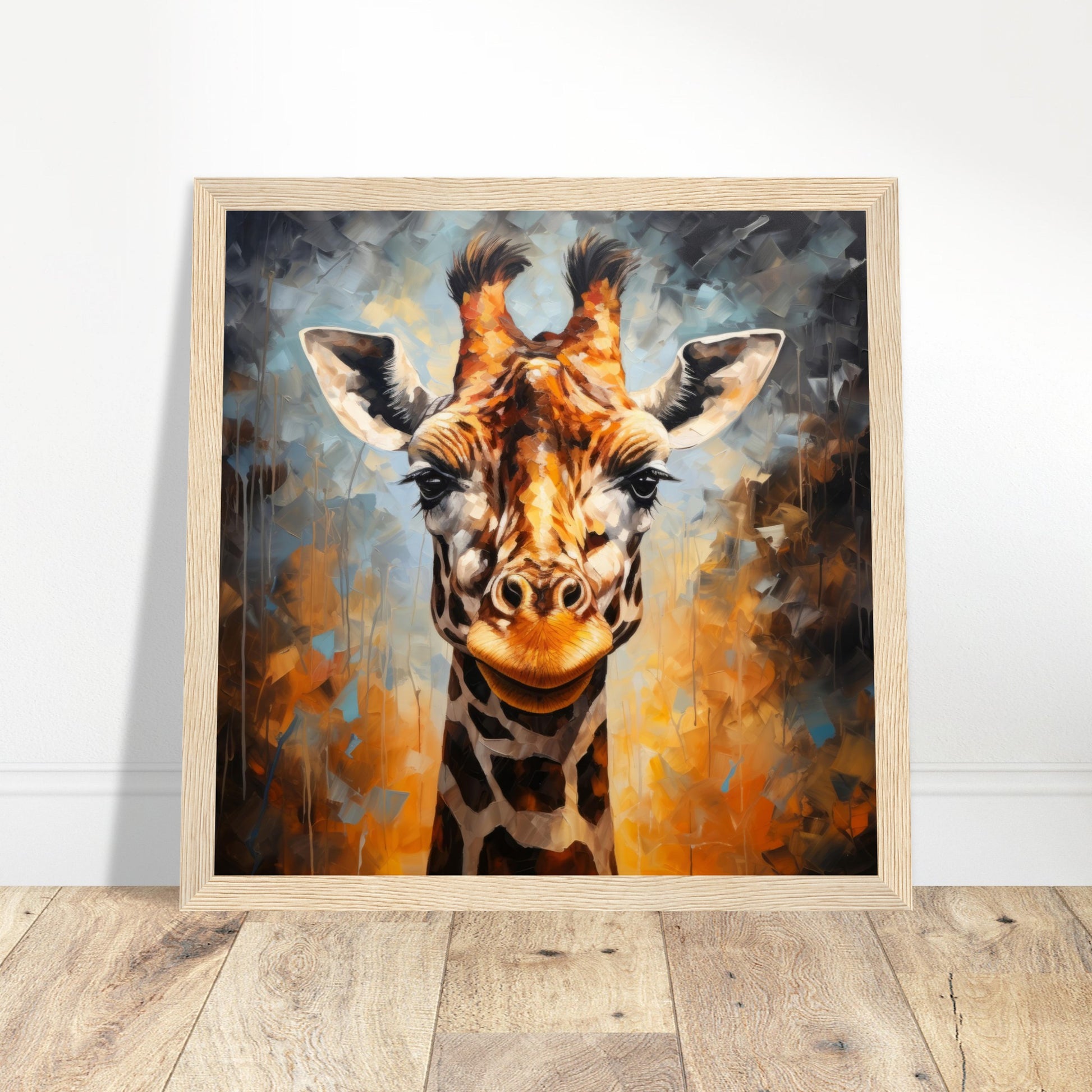 Giraffe Nature Artwork - Print Room Ltd Black frame 70x70 cm / 28x28"