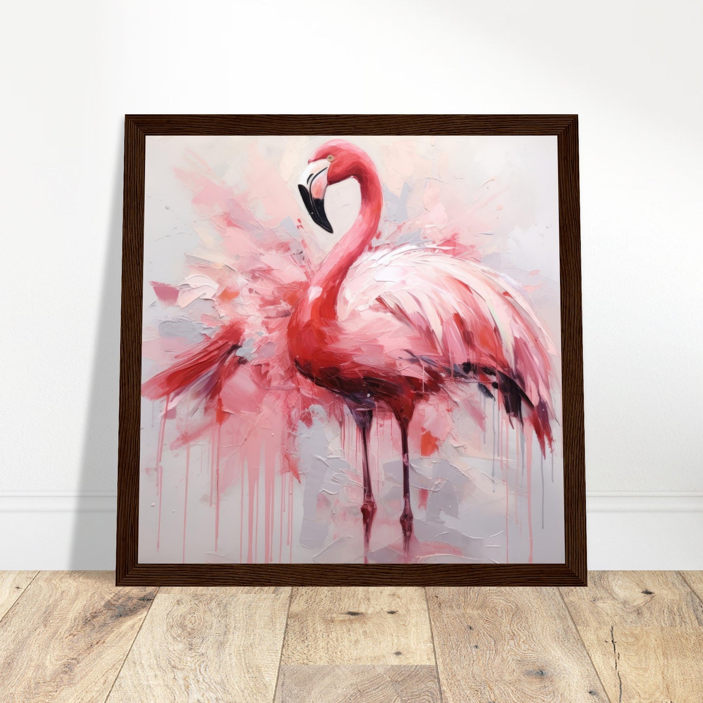 Flamingo Dance Artwork - Print Room Ltd Dark wood frame 30x30 cm / 12x12"
