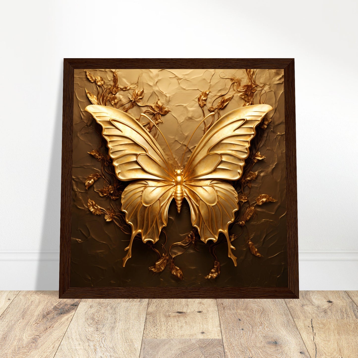 Gold Butterfly Artwork - Print Room Ltd White frame 30x30 cm / 12x12"