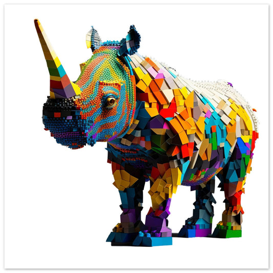 Rhino Adventure Art Print - Print Room Ltd No Frame Selected 70x70 cm / 28x28"