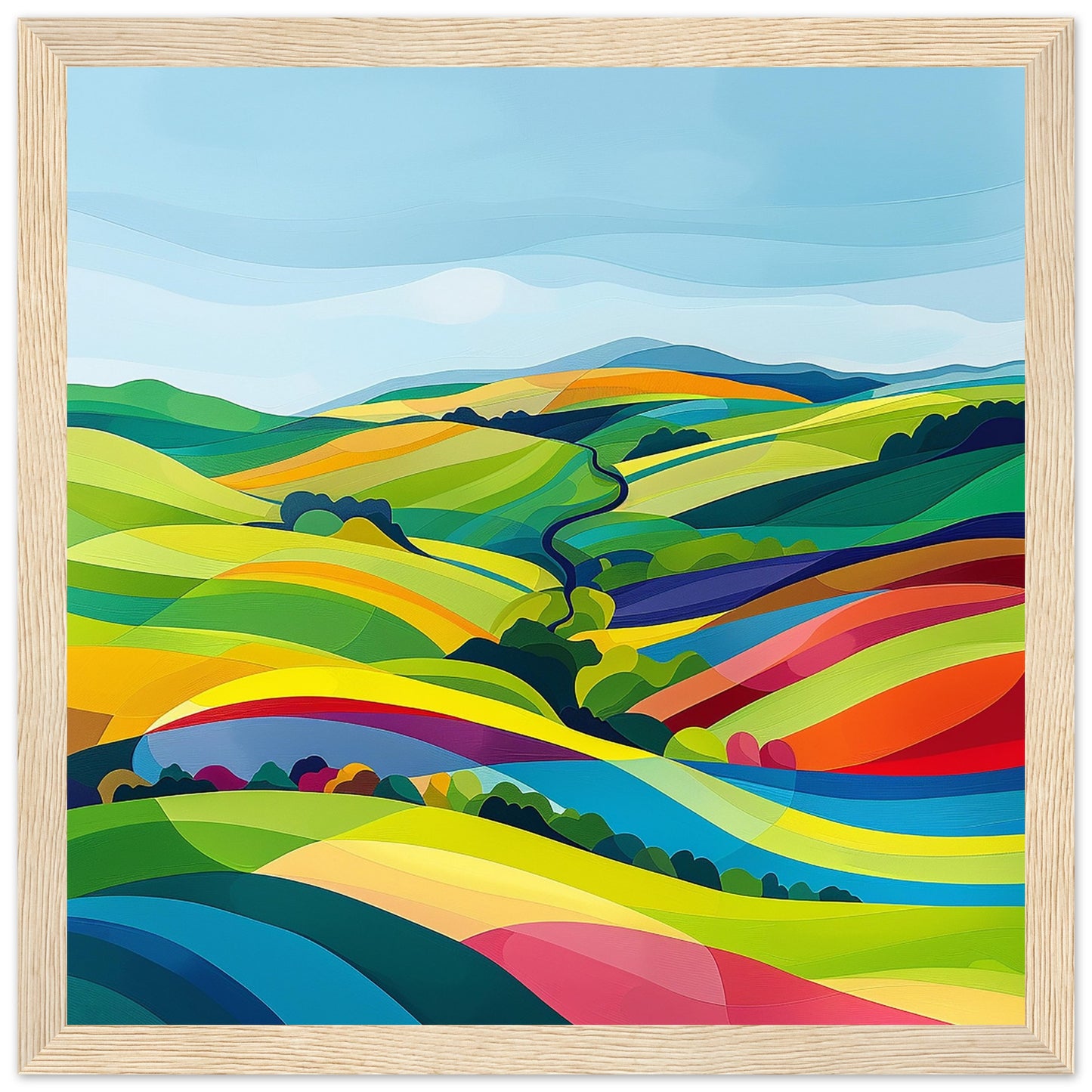 Vivid Valleys: Summer's Palette wood framed art print  | by Print Room Ltd