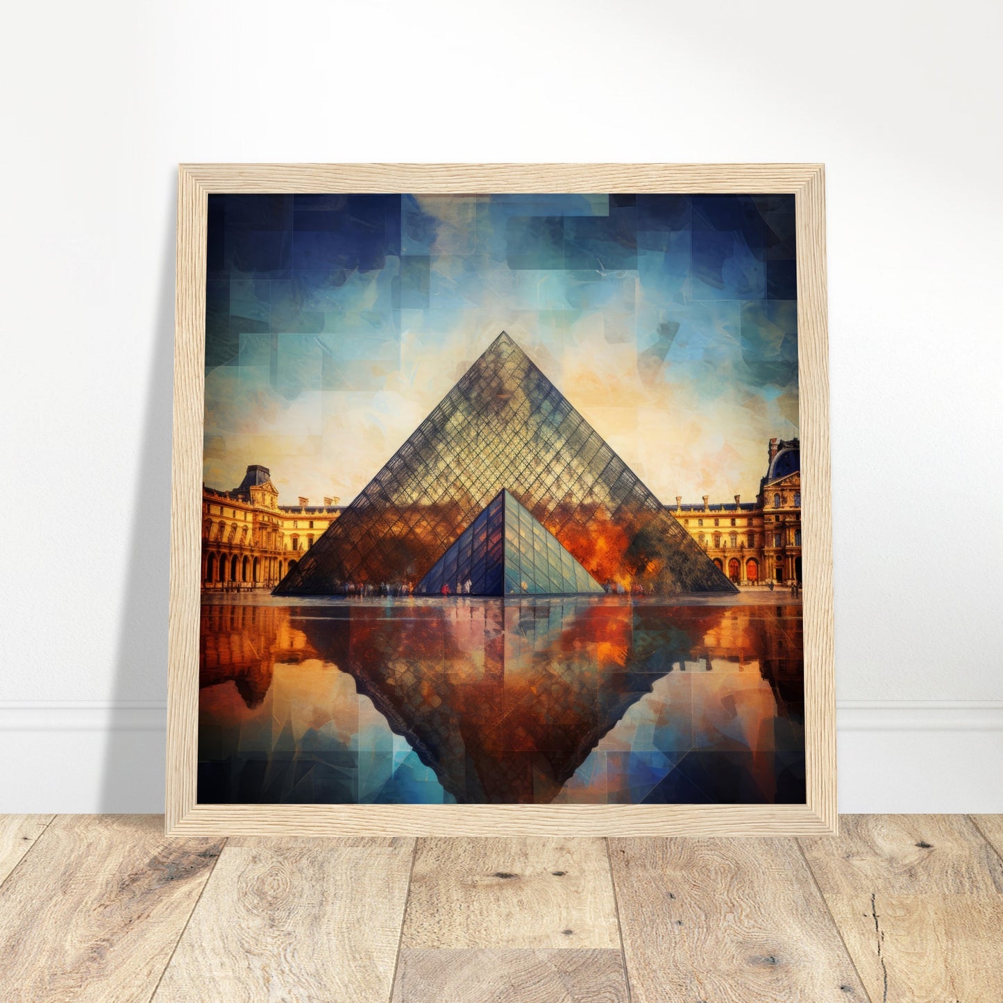 Louvre Abstract Art - Print Room Ltd Dark wood frame 30x30 cm / 12x12"