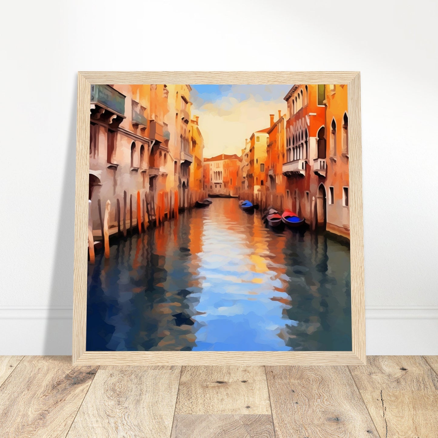 Venice Canals Artwork - Print Room Ltd Dark wood frame 70x70 cm / 28x28"