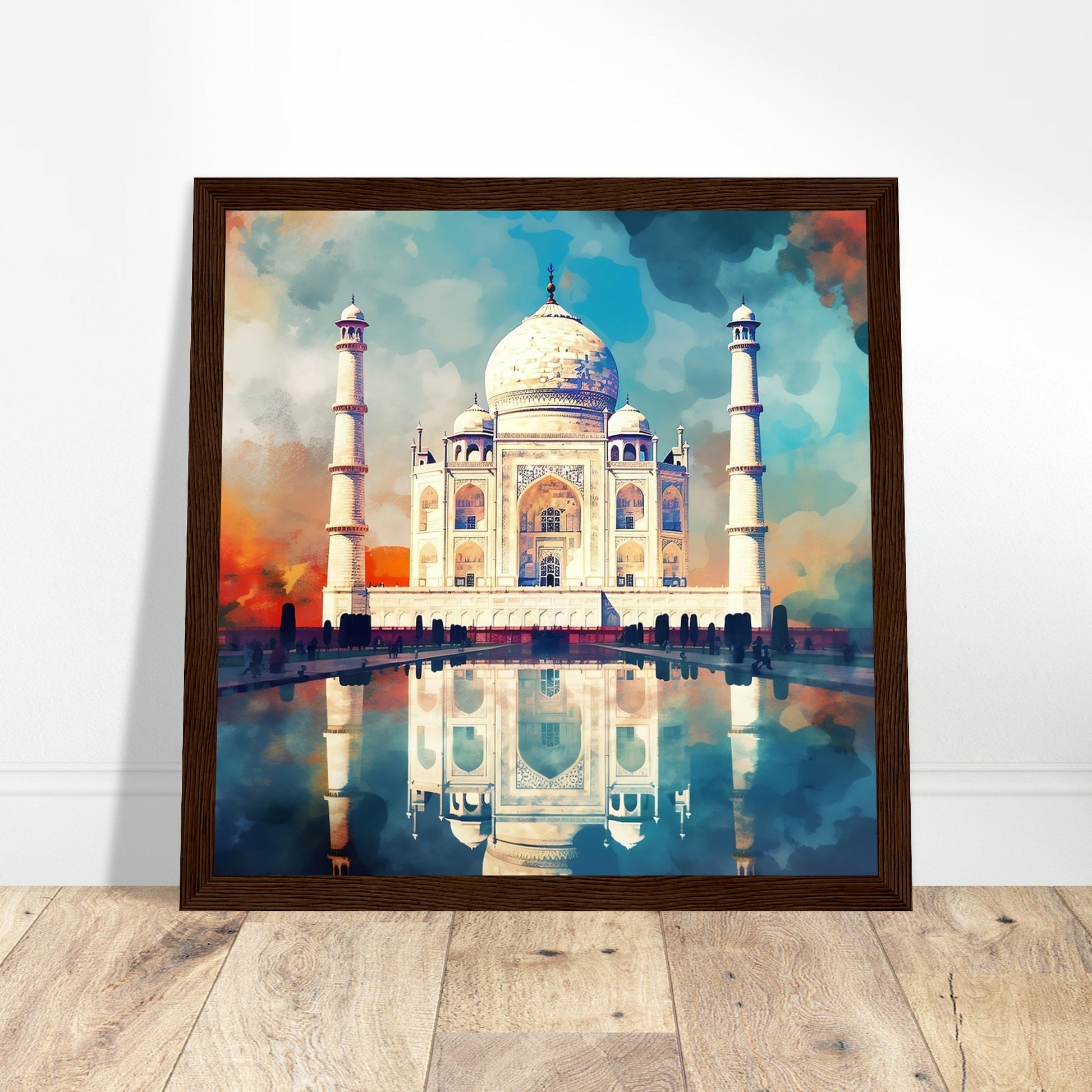 Taj Mahal Artwork - Print Room Ltd Dark wood frame 30x30 cm / 12x12"