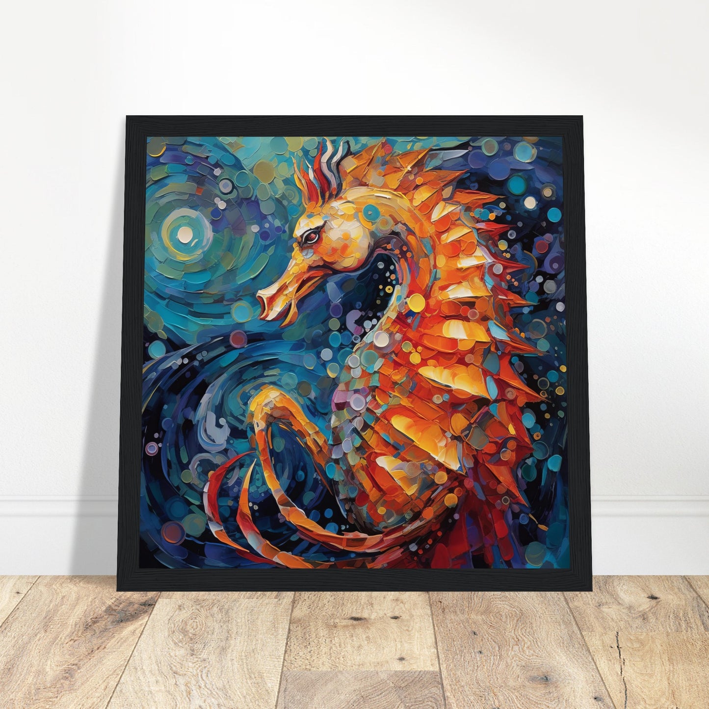 Seahorse Art Print - Print Room Ltd Black frame 70x70 cm / 28x28"