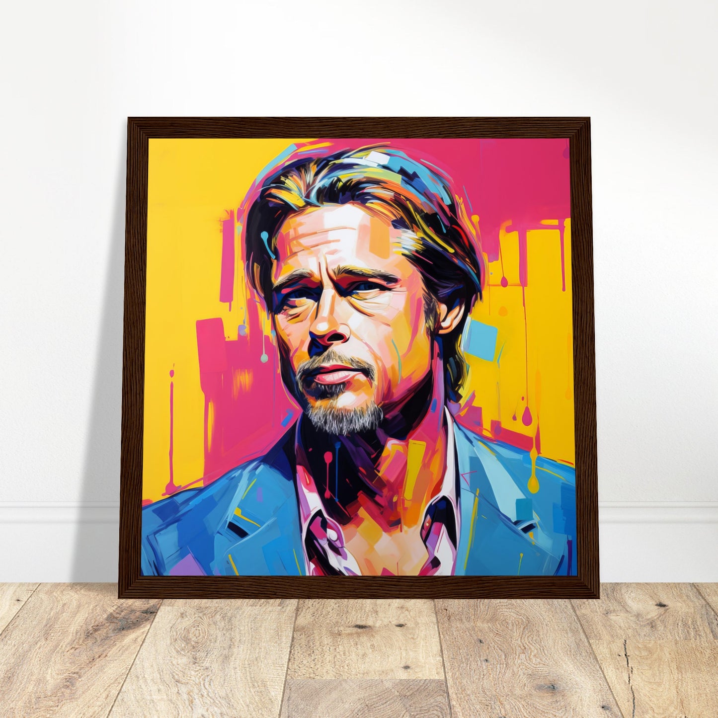 Brad Pitt Pop Art - Print Room Ltd White frame 70x70 cm / 28x28"