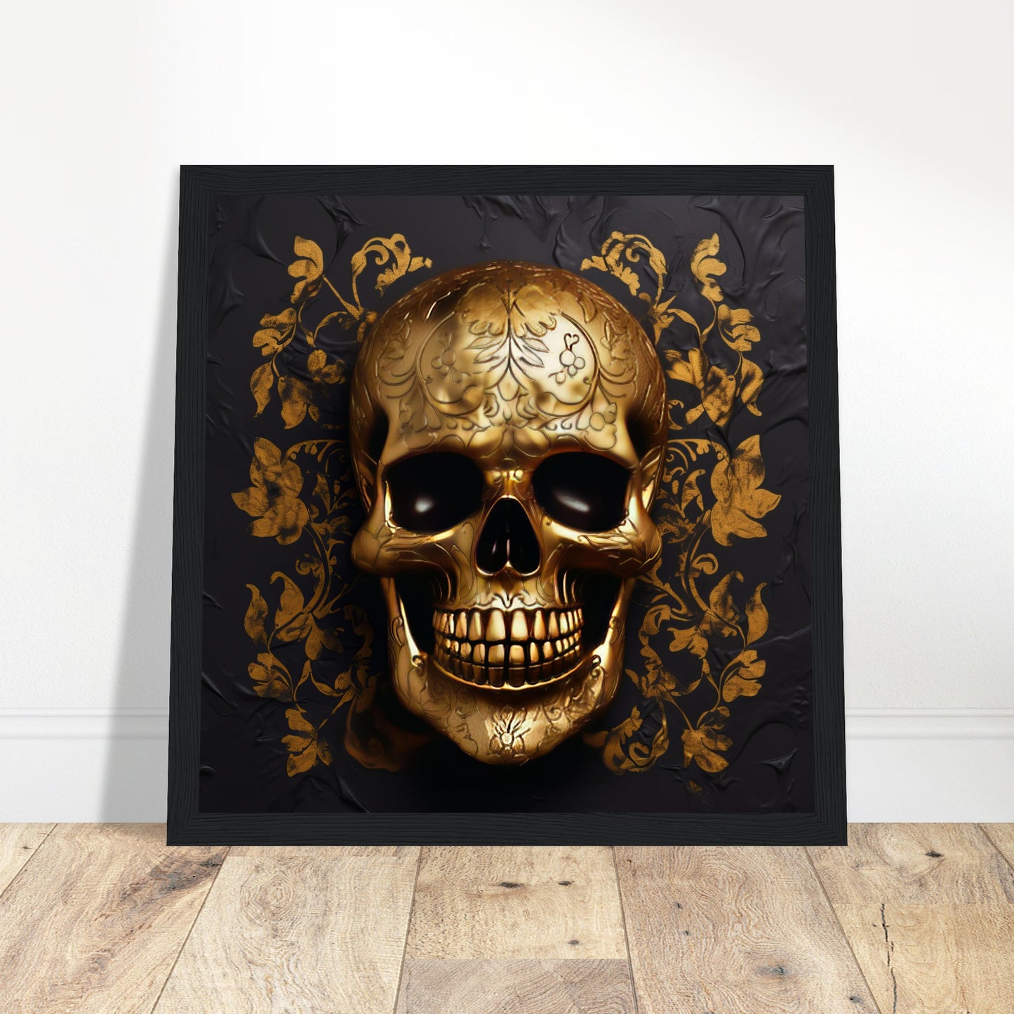 Gilded Reverie - Gold Skull Print - Print Room Ltd Wood frame 50x50 cm / 20x20"