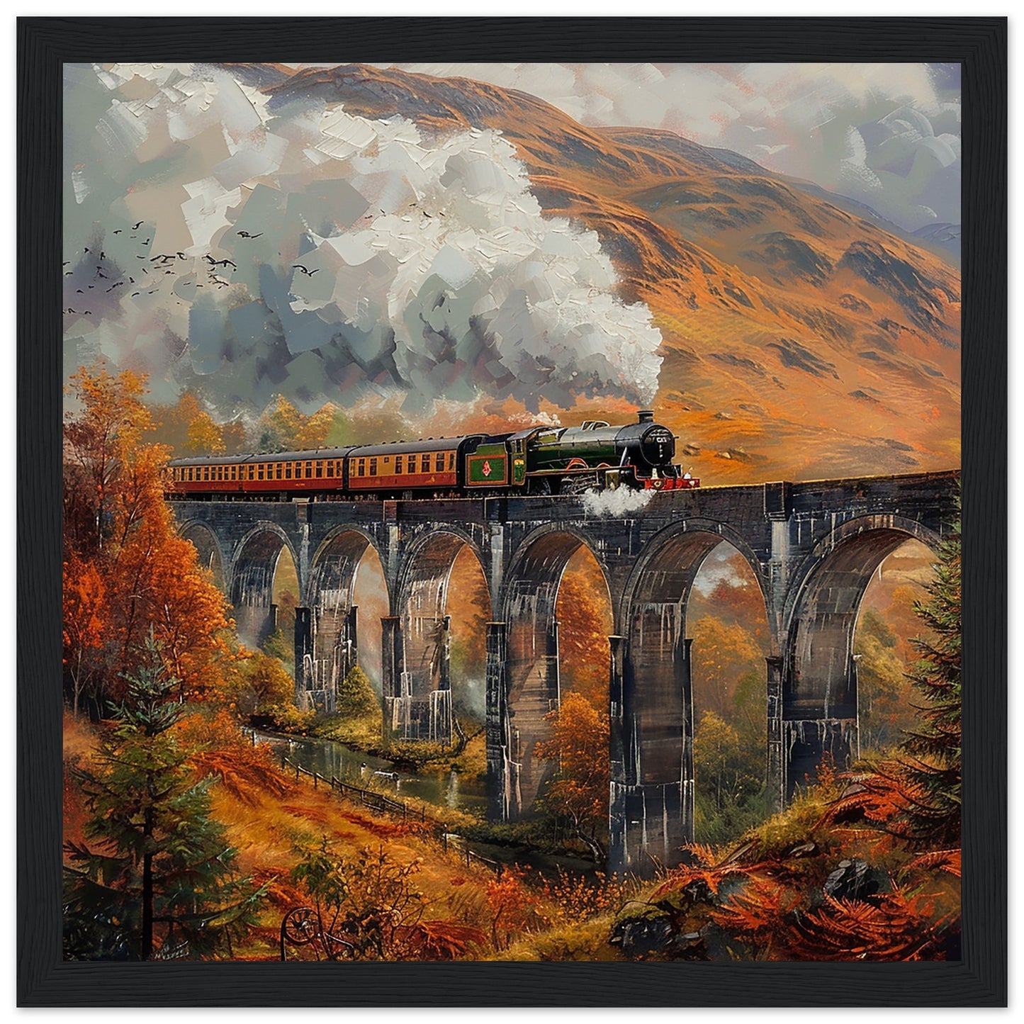 The Glenfinnan Viaduct Journey art print in black frame | By Print Room Ltd