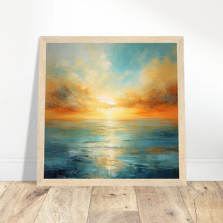 Abstract Sunset Seascape - Print Room Ltd Dark wood frame 50x50 cm / 20x20"