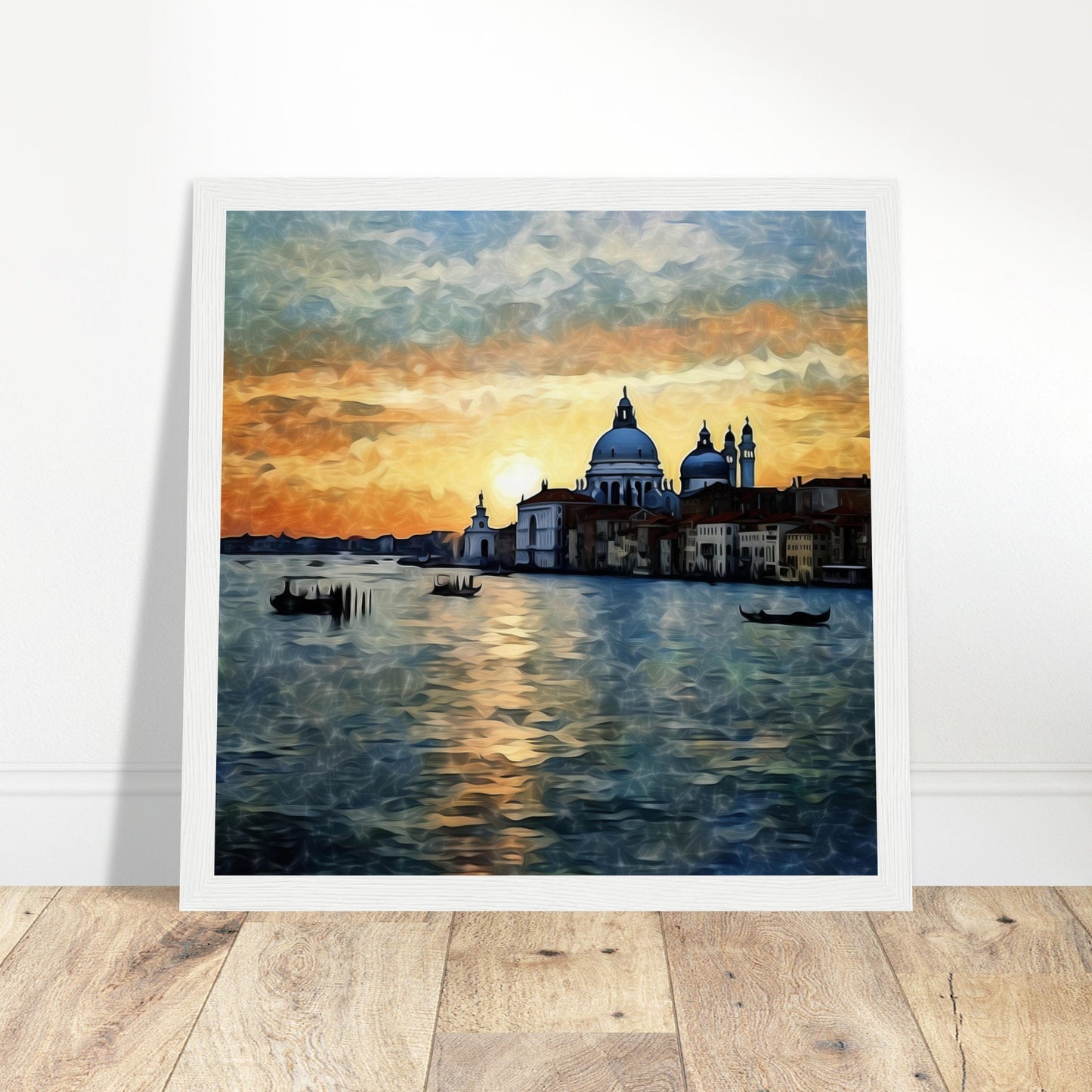 Venice Sunset Artwork Print - Print Room Ltd Black frame 70x70 cm / 28x28"