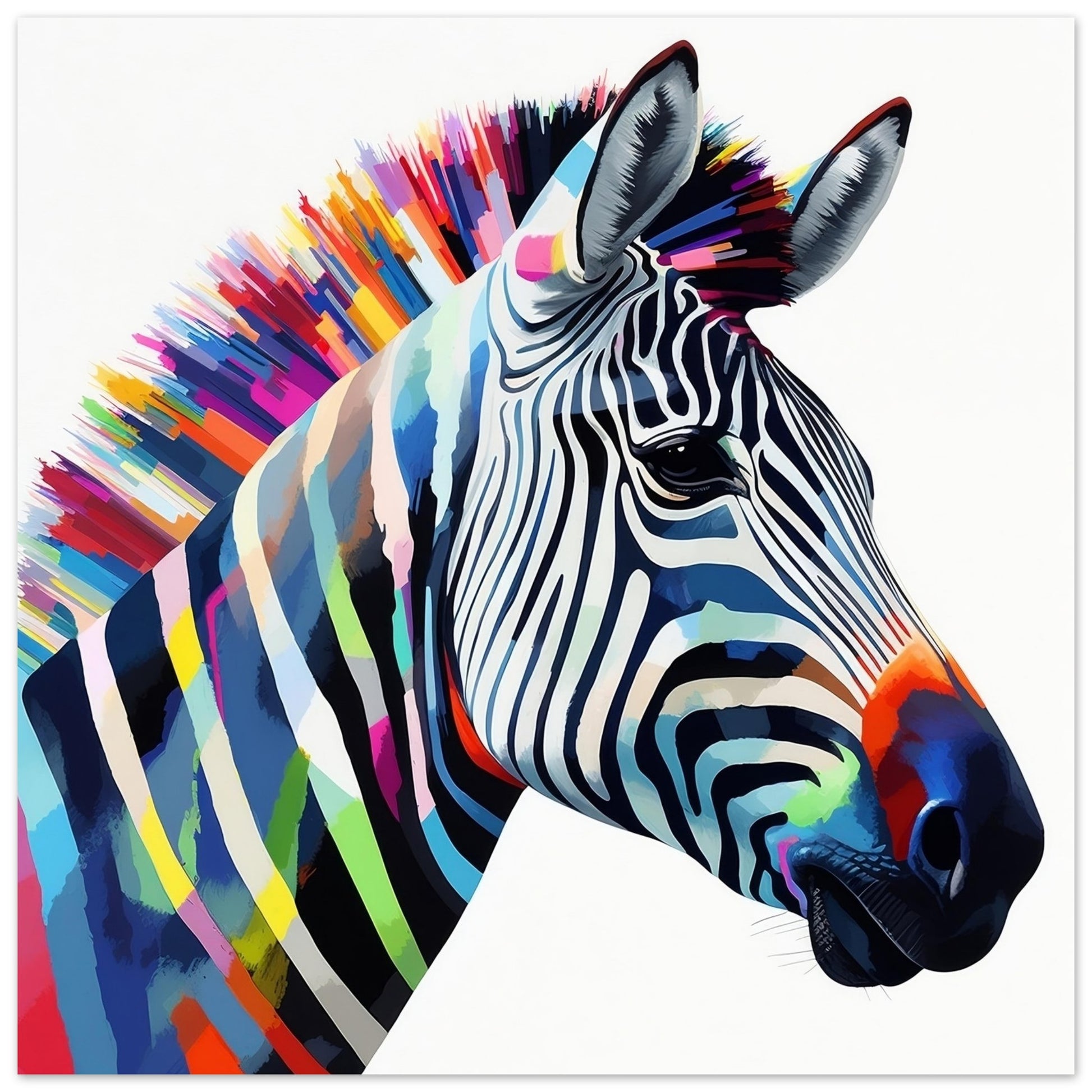 Colourful Zebra Artwork - Print Room Ltd No Frame Selected 70x70 cm / 28x28"