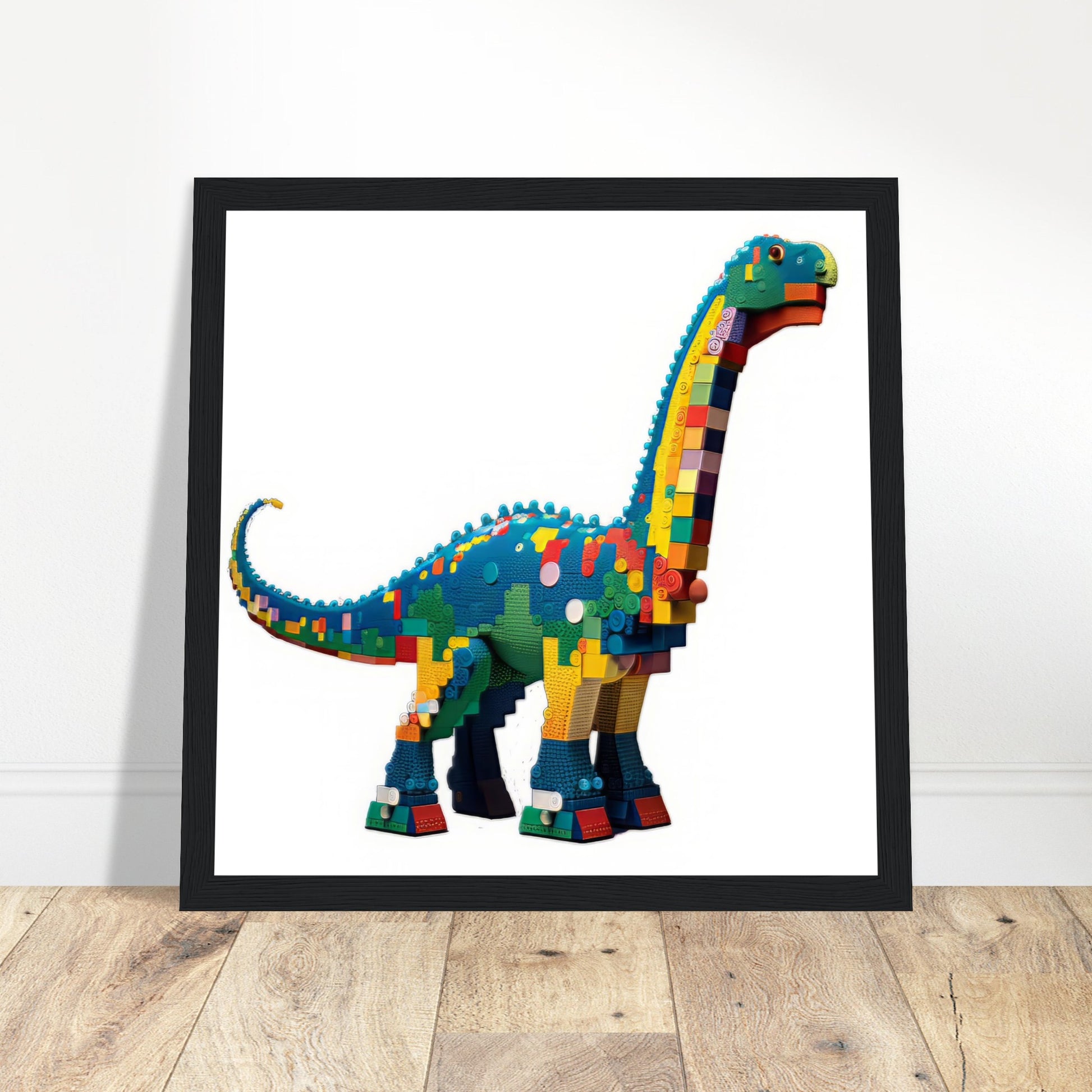 Block Brachiosaurus Art - Print Room Ltd White frame 30x30 cm / 12x12"