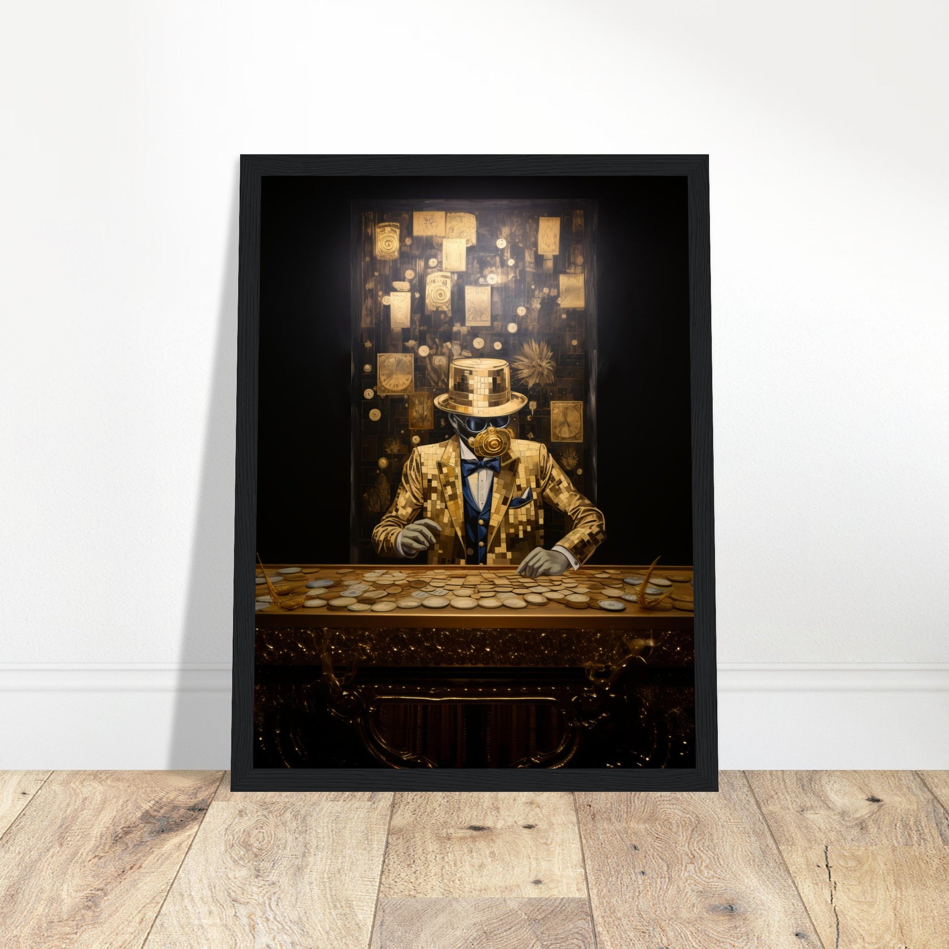 Golden Financier Abstract Artwork - Print Room Ltd White frame 30x40 cm / 12x16"