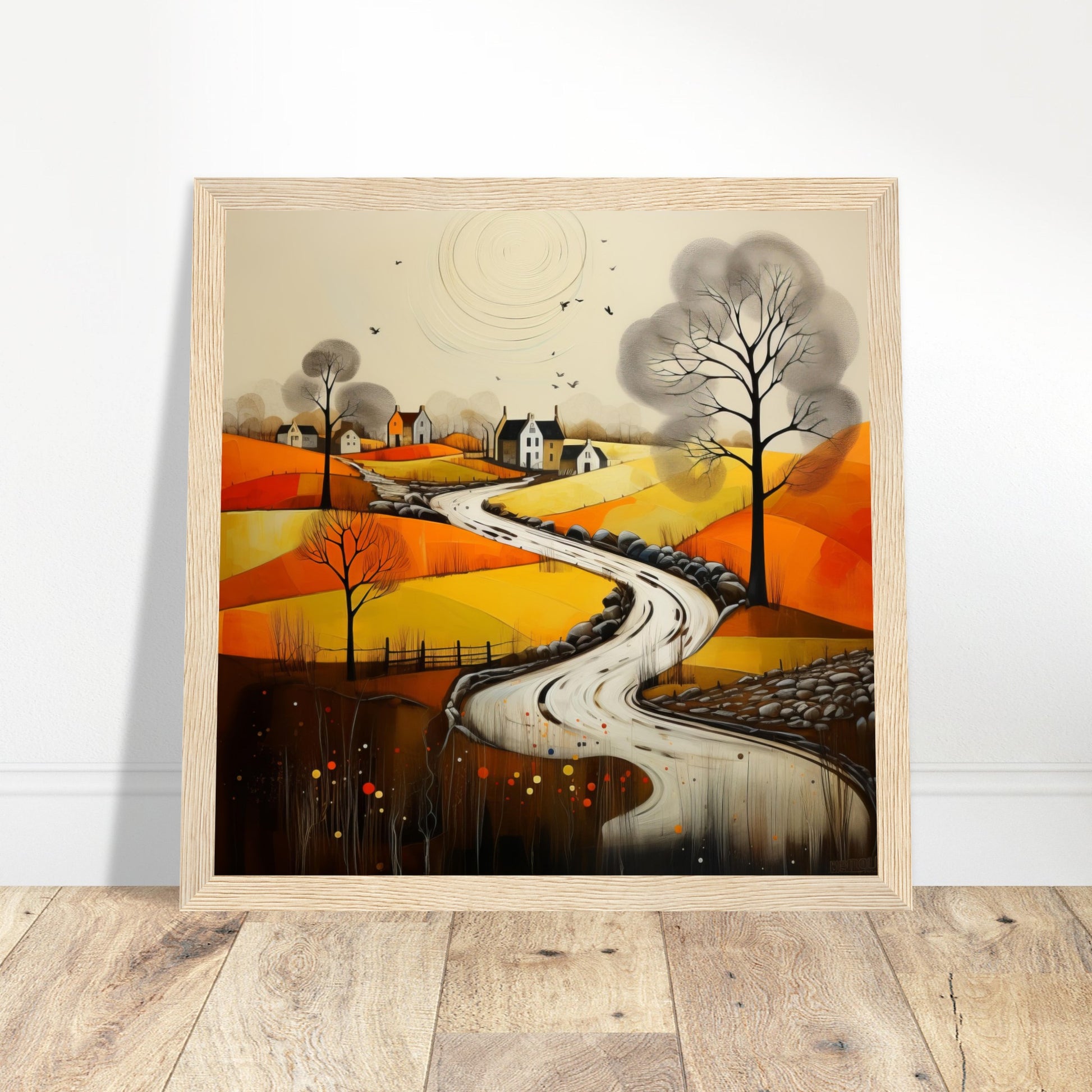 Abstract British Landscapes - Print Room Ltd Dark wood frame 30x30 cm / 12x12"