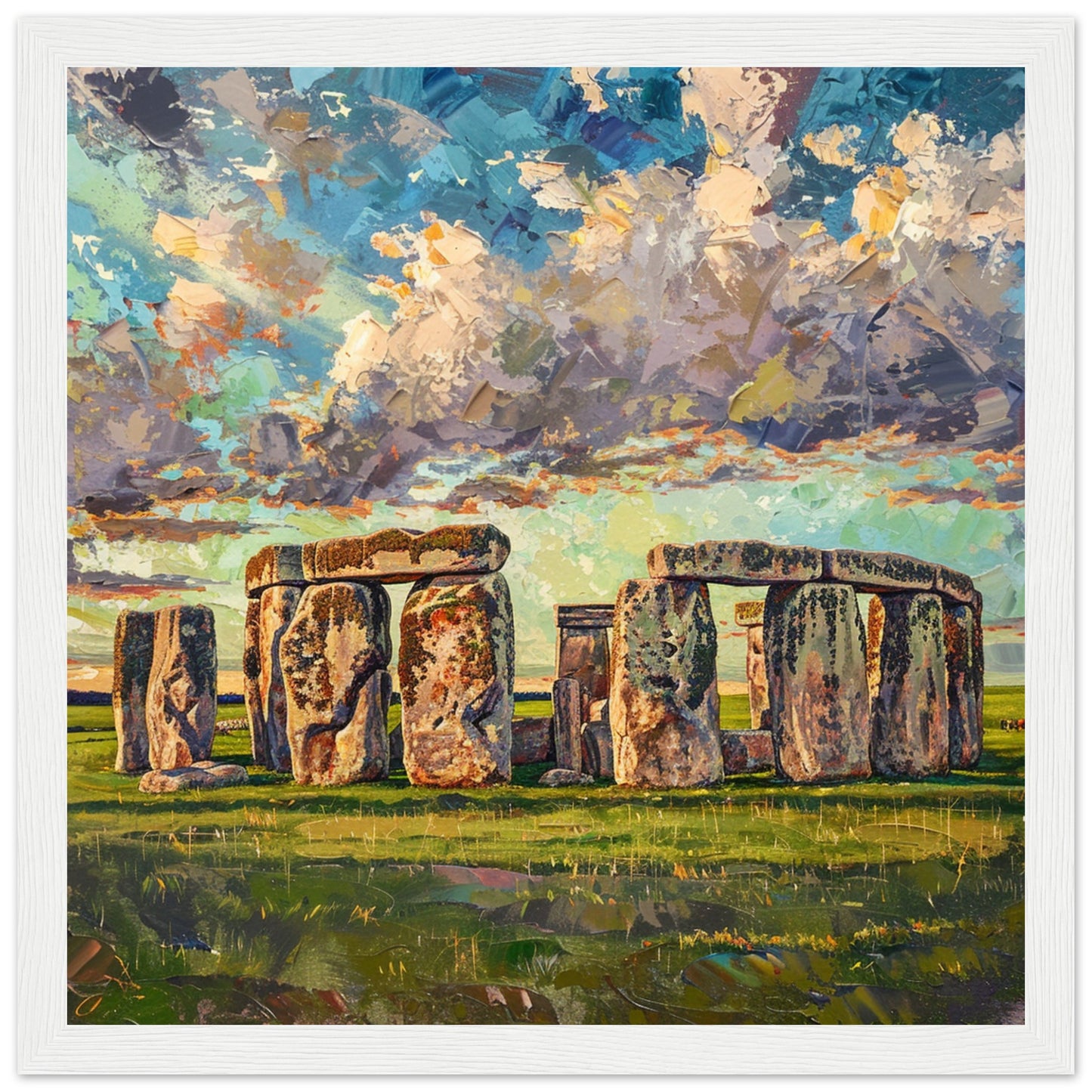 Mystic Dusk at Stonehenge white framed art print | By Print Room Ltd