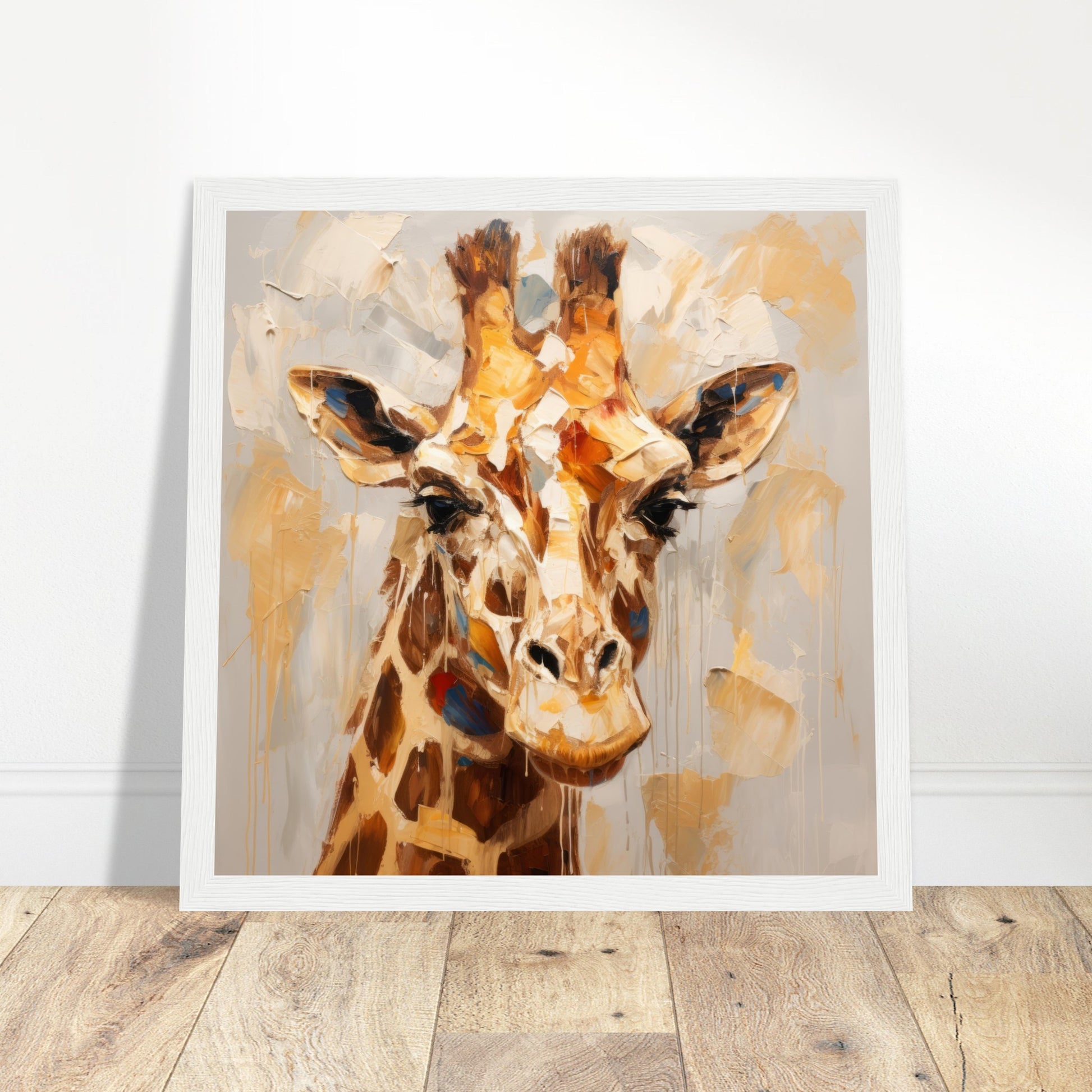 Giraffe Print Savanna Art - Print Room Ltd White frame 50x50 cm / 20x20"