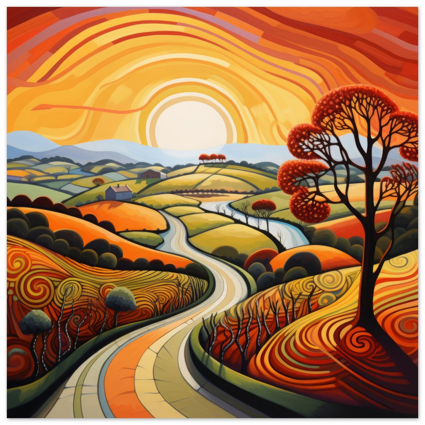 Abstract British Landscape - Print Room Ltd No Frame Selected 70x70 cm / 28x28"