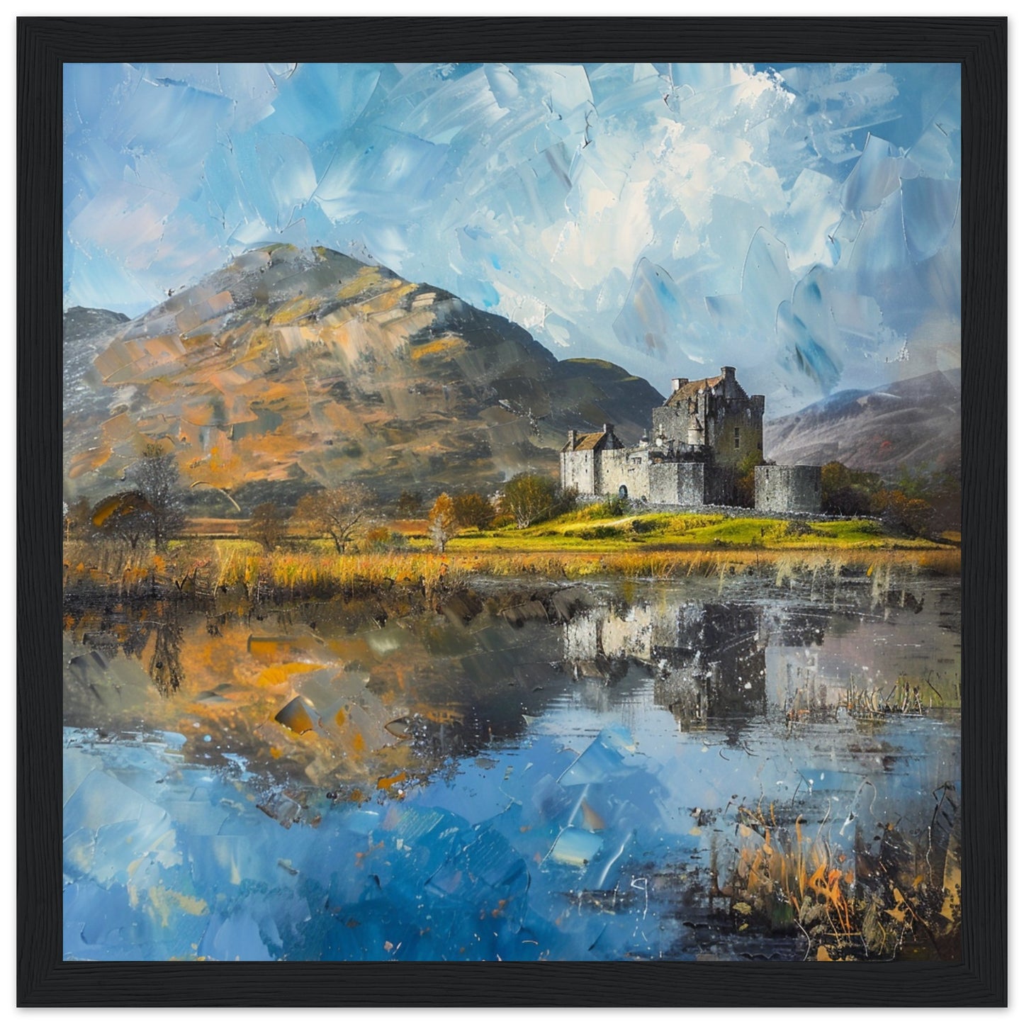 Highland Majesty: Kilchurn Castle black framed art print | By Print Room Ltd