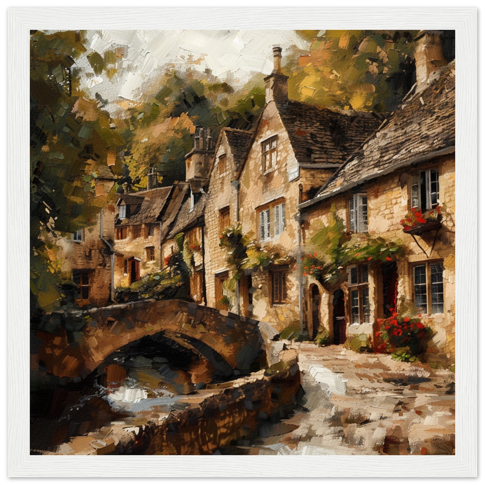 Autumn Whisper in Castle Combe white framed art print| By Print Room Ltd