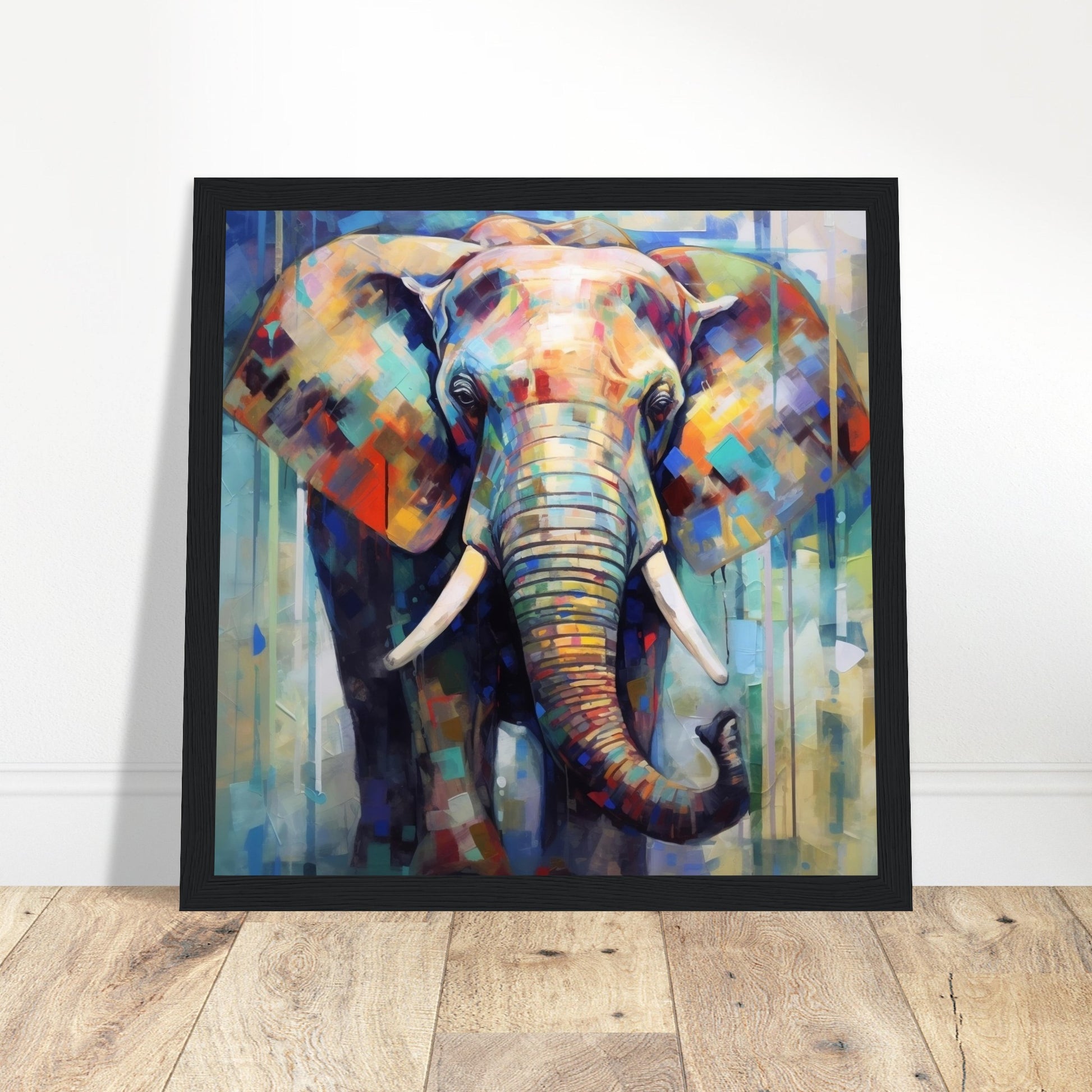 Colourful Elephant Art - Print Room Ltd Wood frame 30x30 cm / 12x12"